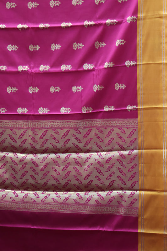Semi Soft Silk Saree-Pink Mustard