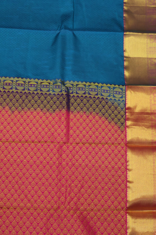 Pure Kanjivaram Saree -Ramar Blue-Pink