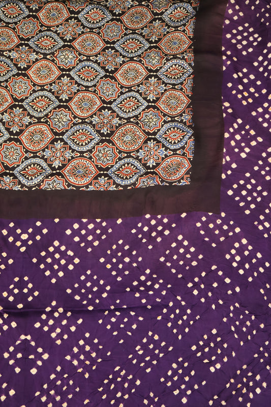 Pure Modal Saree Ajrakh Pattern-Black