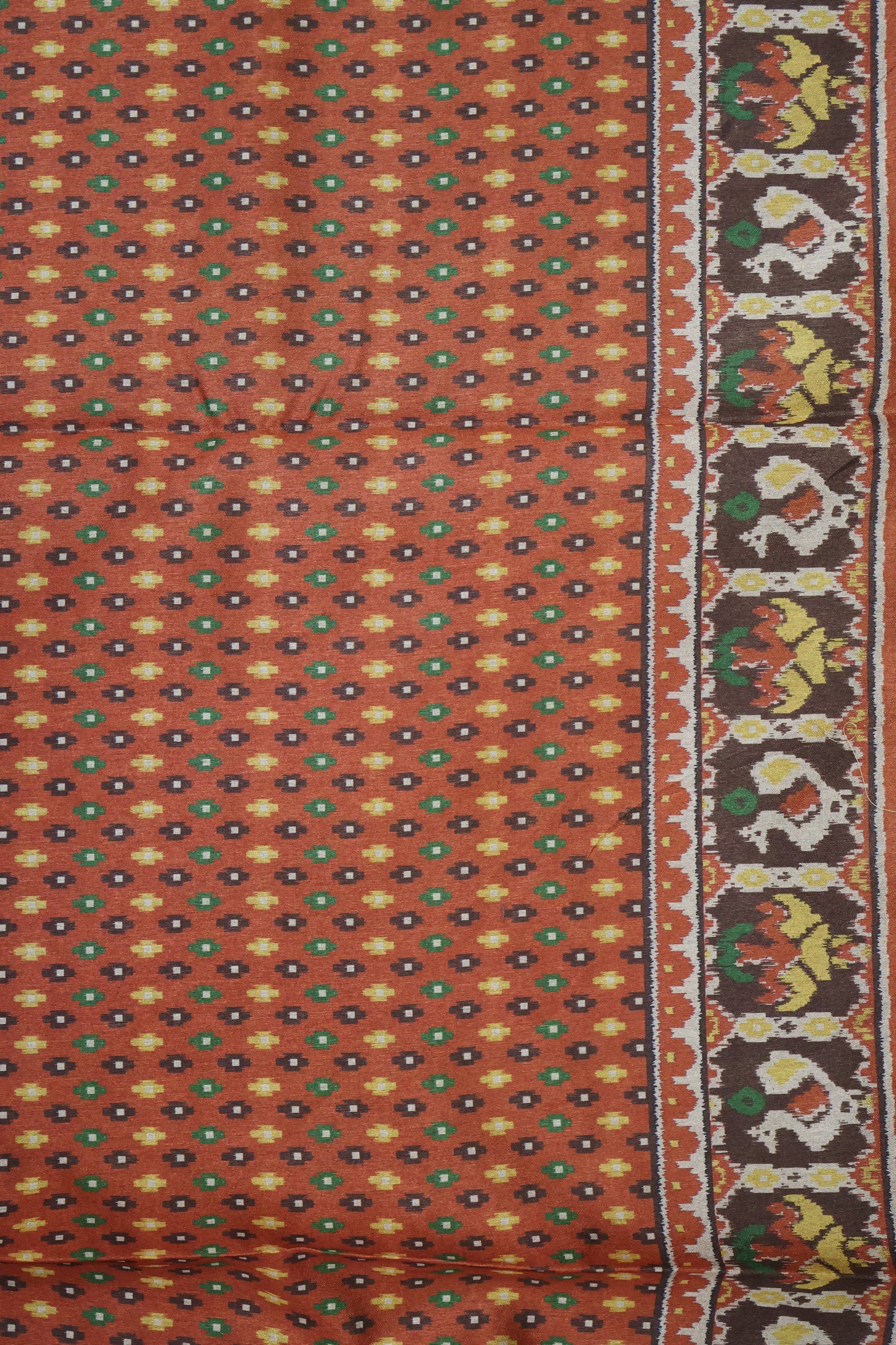 Semi Tussar Saree - Peacock Border-Beige
