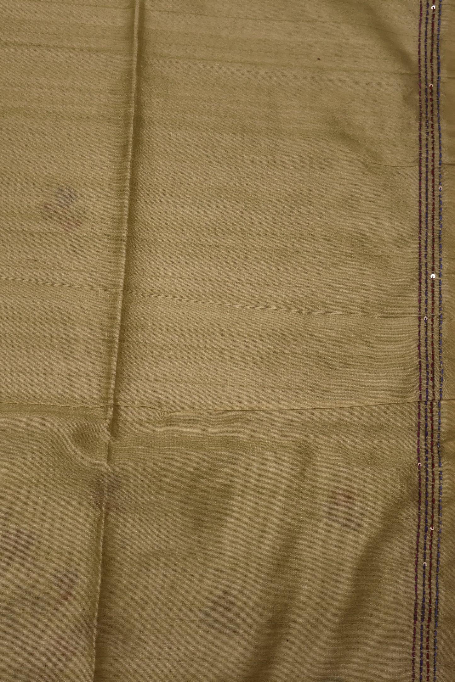 Semi Tussar Saree -Floral Embroidery-Beige