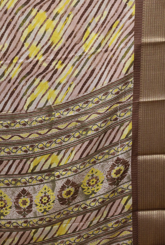 Dola Silk Saree Lehariya Pattern-Mustard