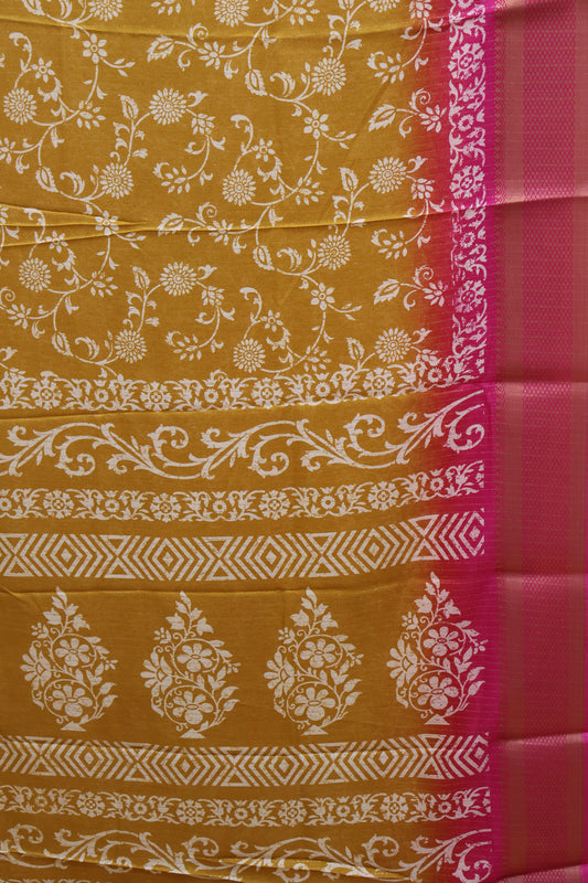 Dola Silk Saree Zari Lines-Mustard