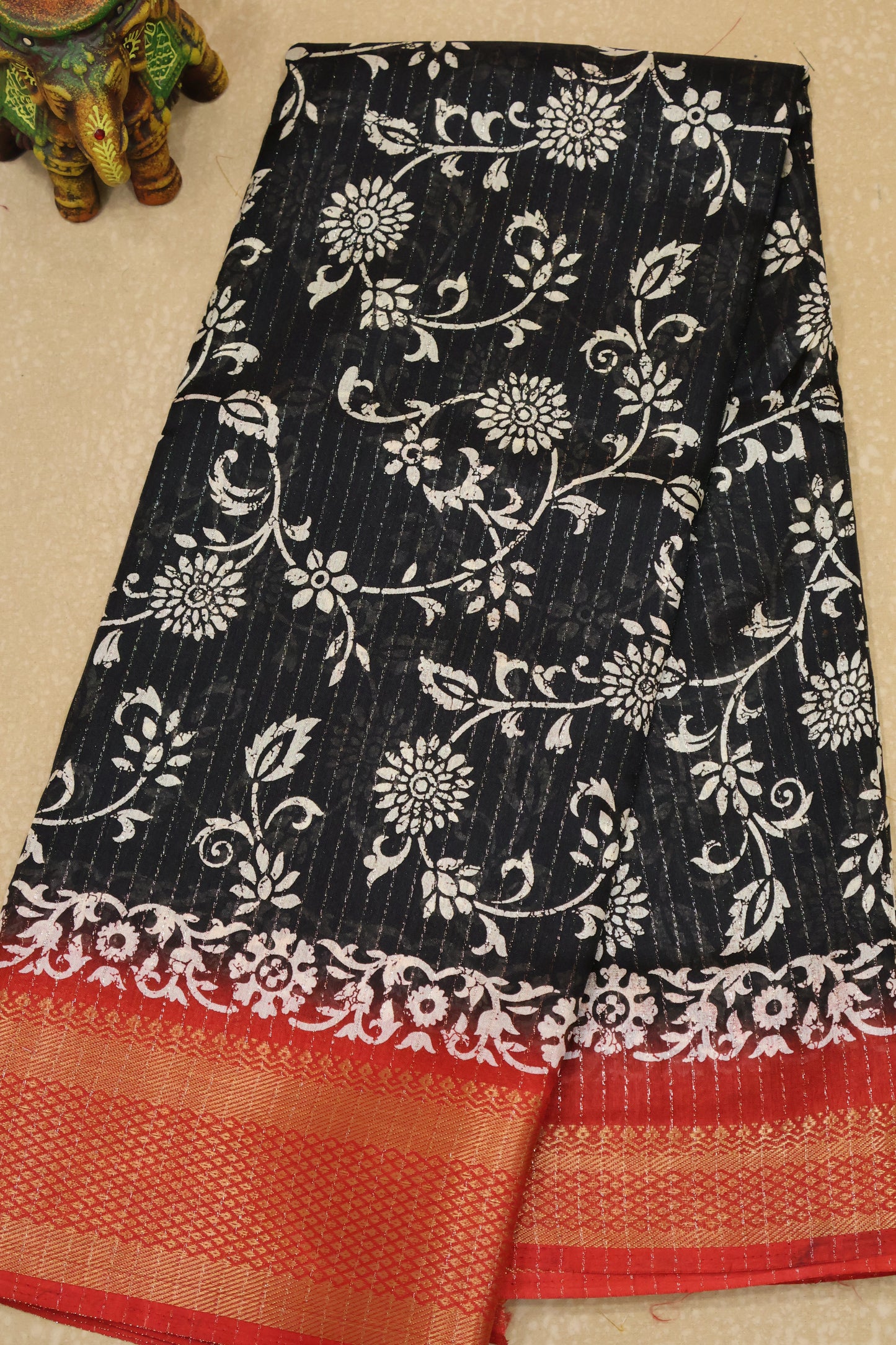 Dola Silk Saree Zari Lines-Black