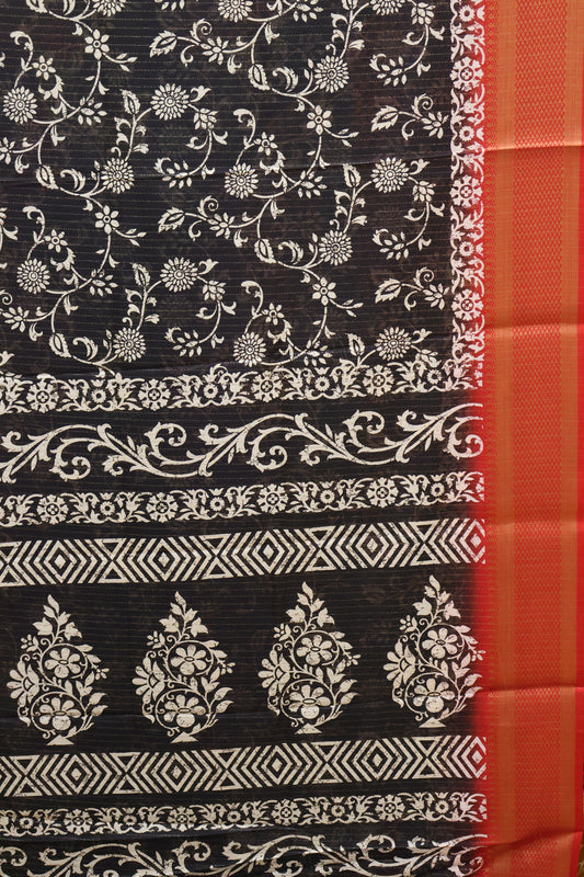 Dola Silk Saree Zari Lines-Black