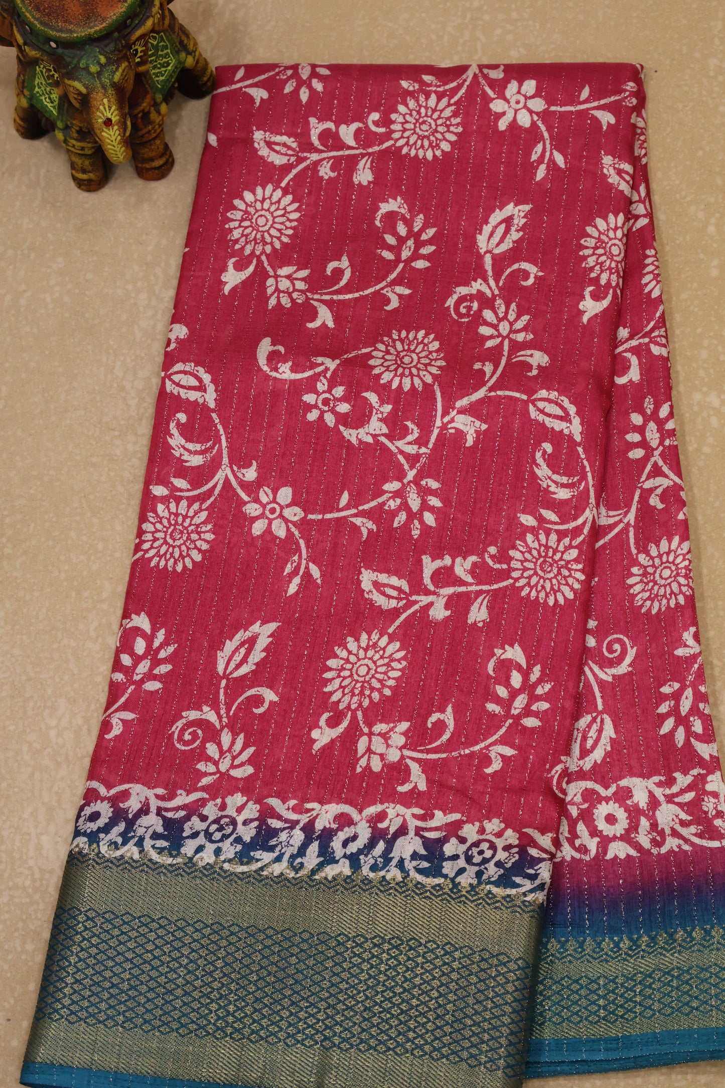 Dola Silk Saree Zari Lines-Pink
