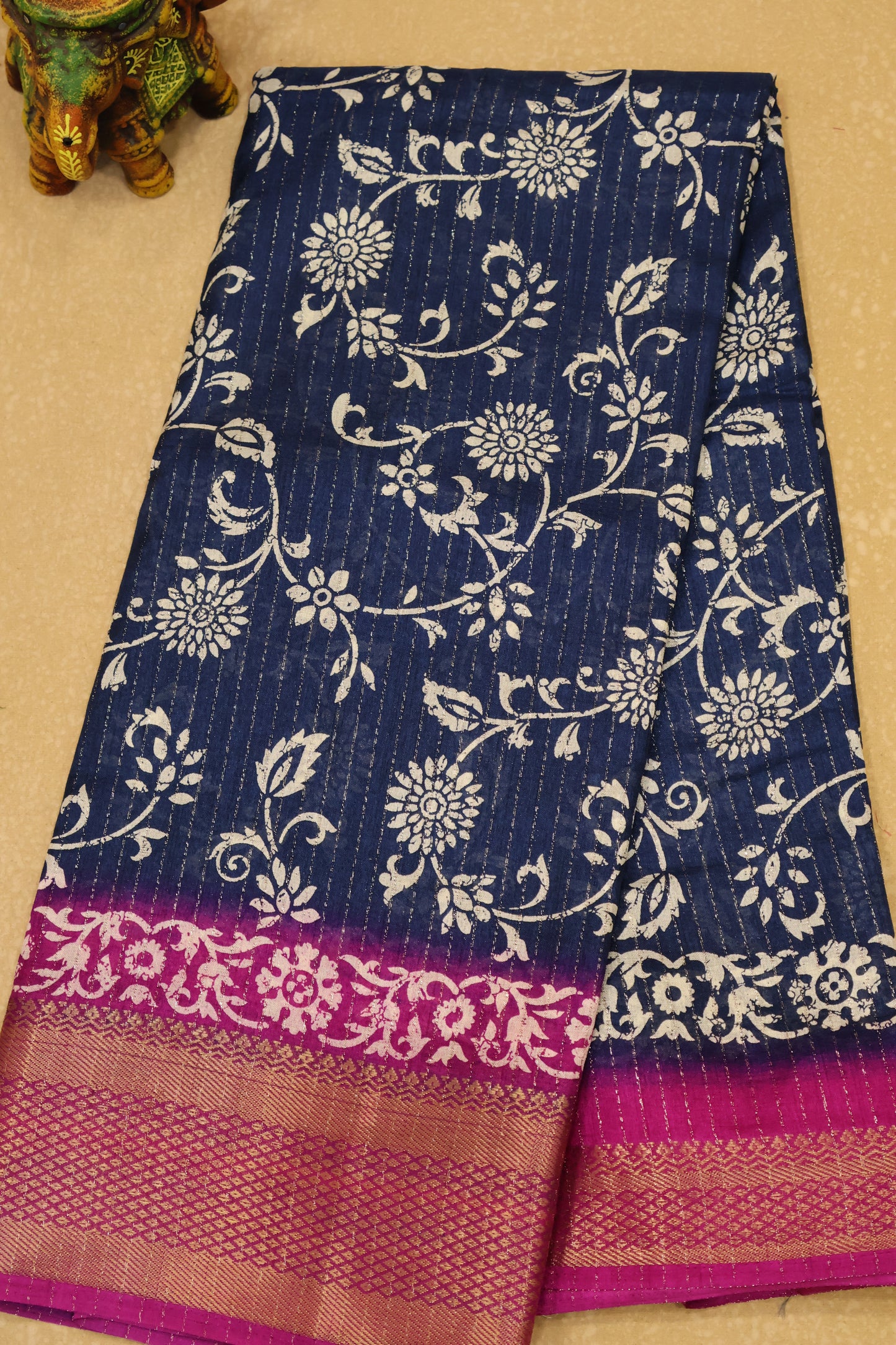 Dola Silk Saree Zari Lines-Peacock Blue