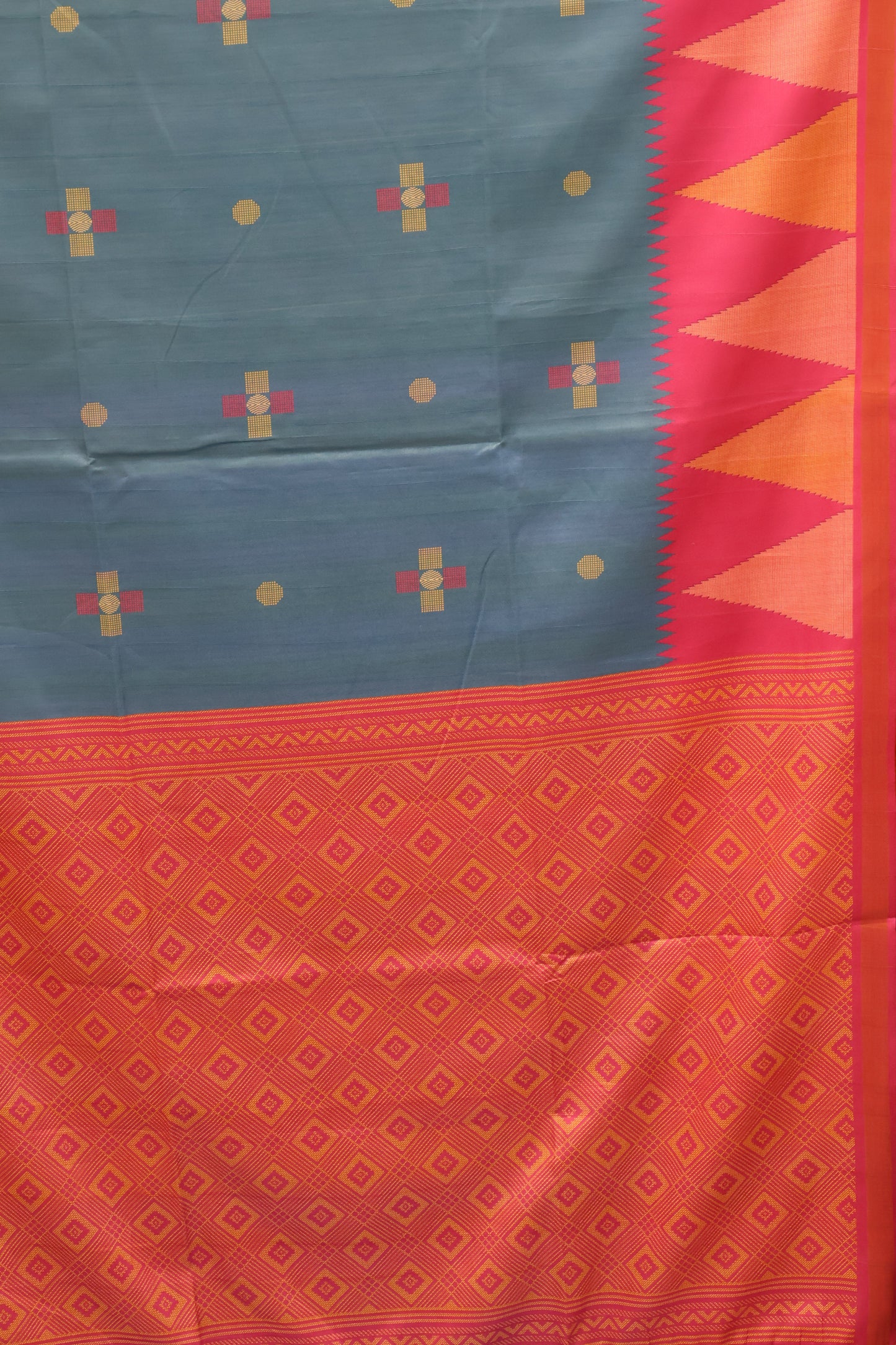 Semi Tussar Saree -Peacock Blue