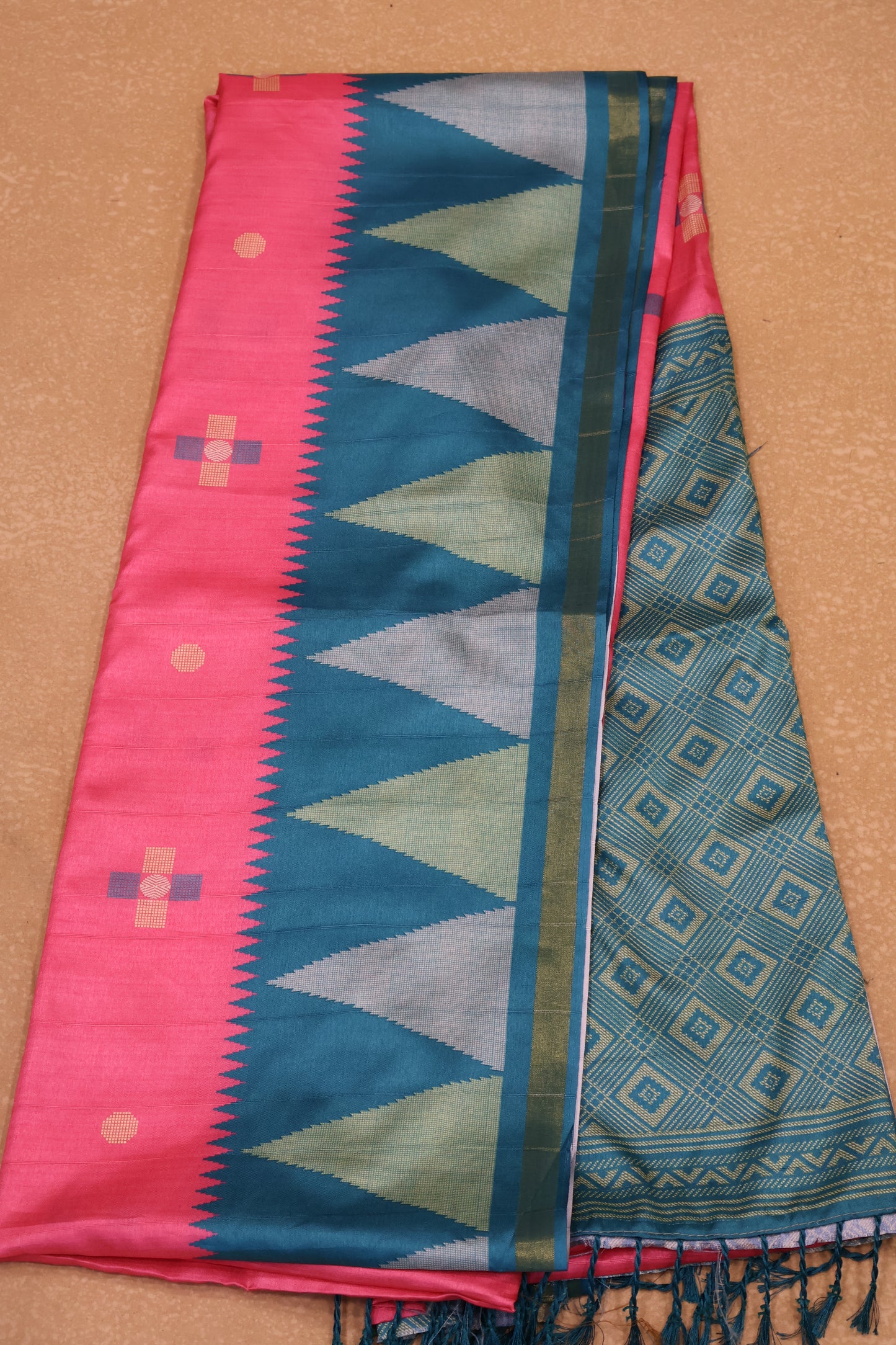 Semi Tussar Saree -Pink