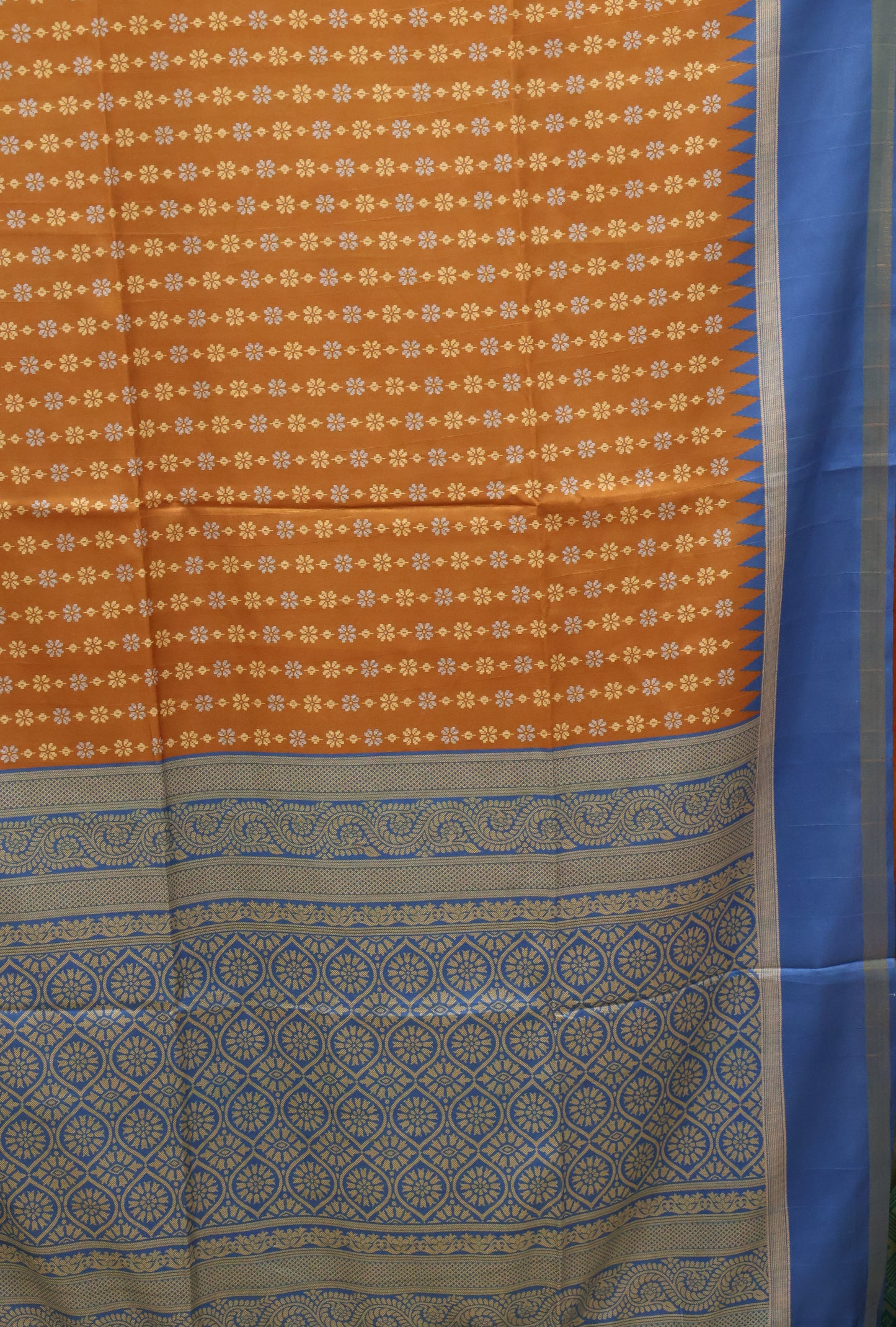 Semi Tussar Saree Floral -Dark Beige