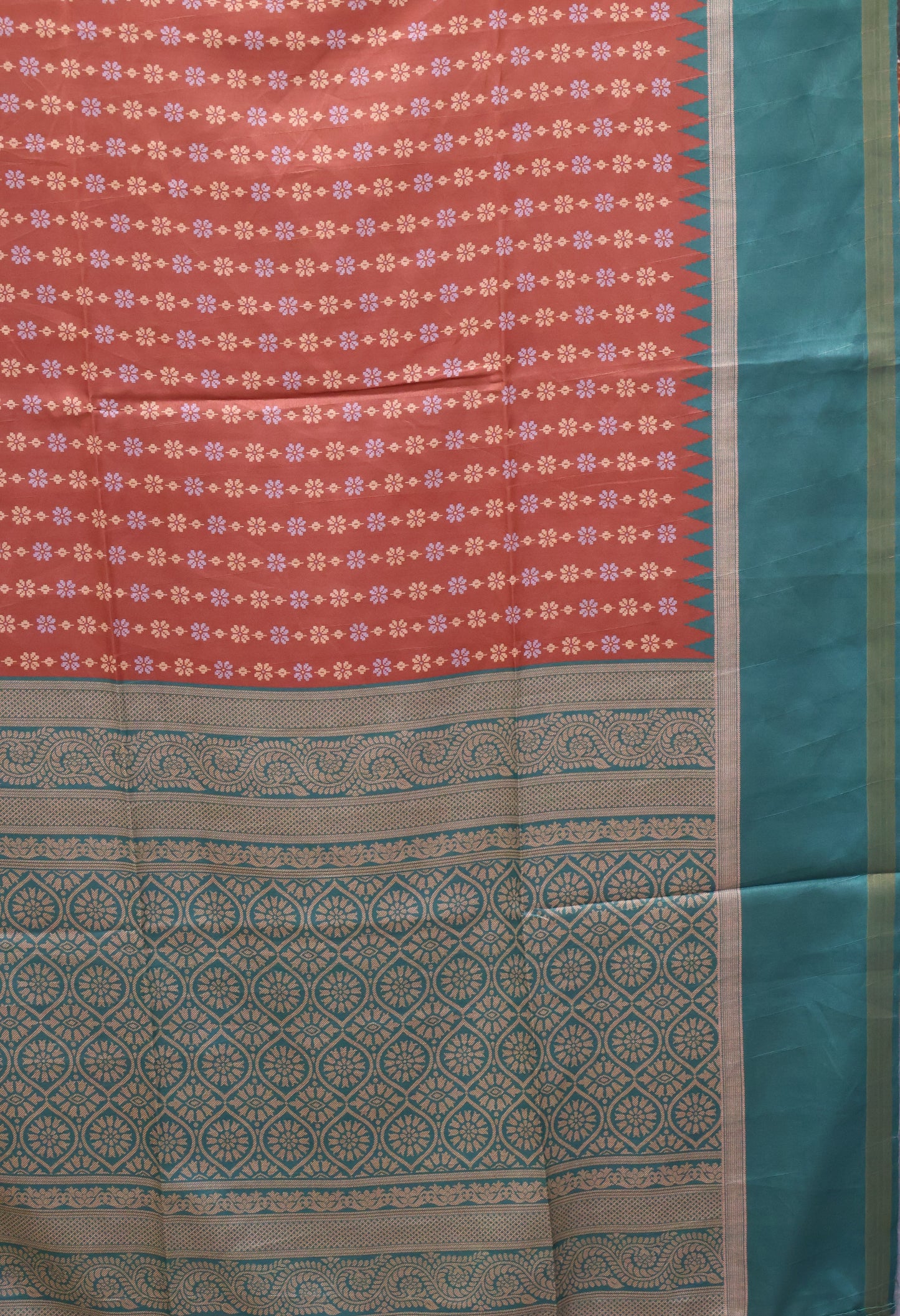 Semi Tussar Saree Floral -Choco Brown