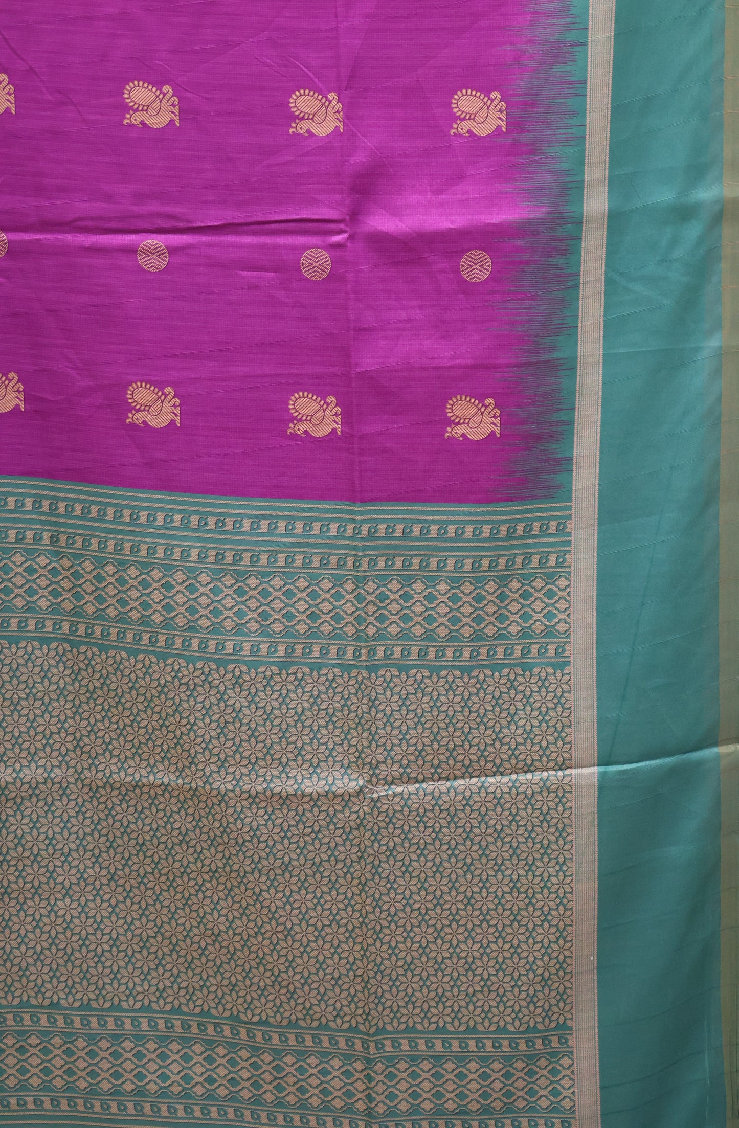 Semi Tussar Saree Peacock Print-Voilet