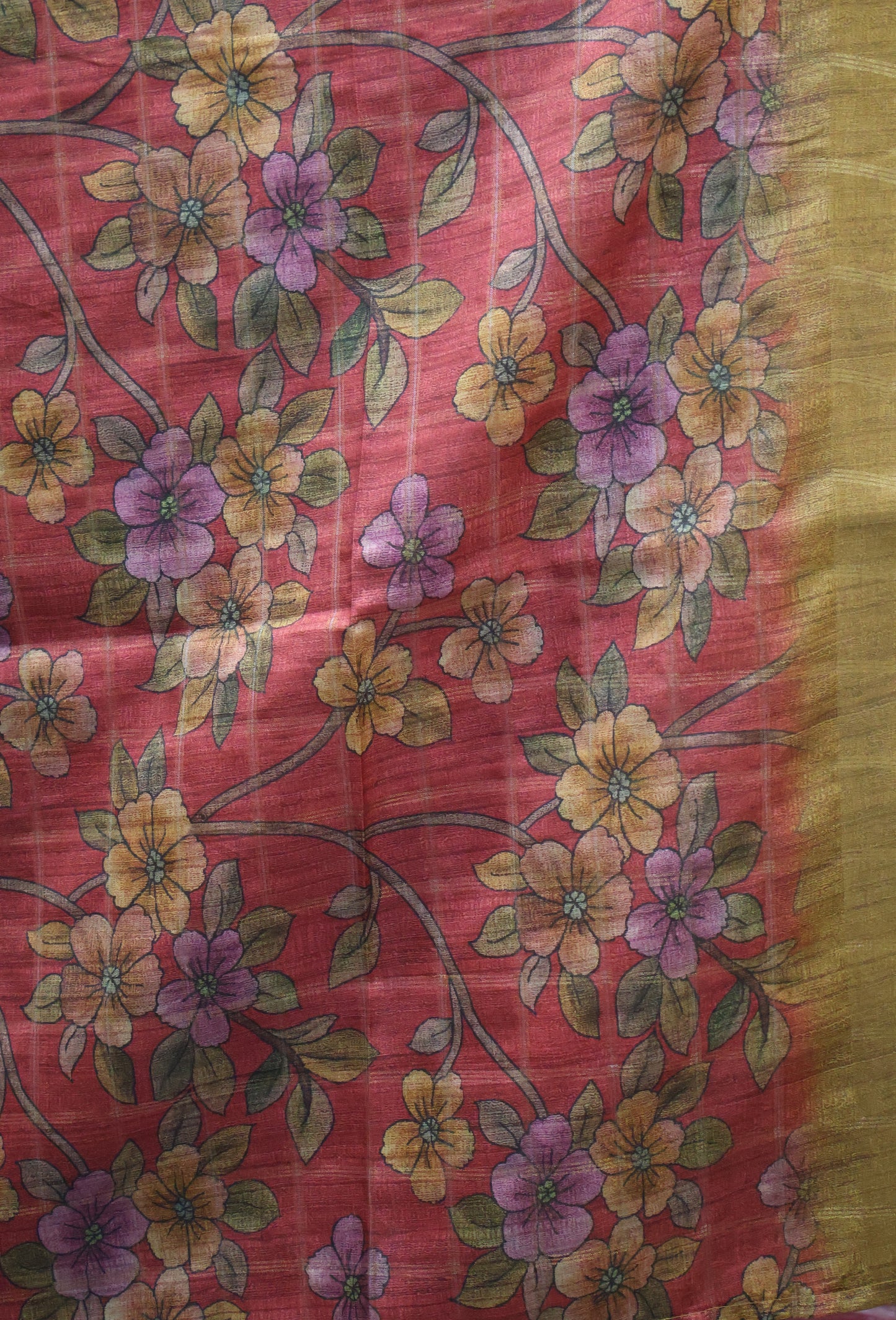 Art Tussar Saree -Mustard Zari Checks