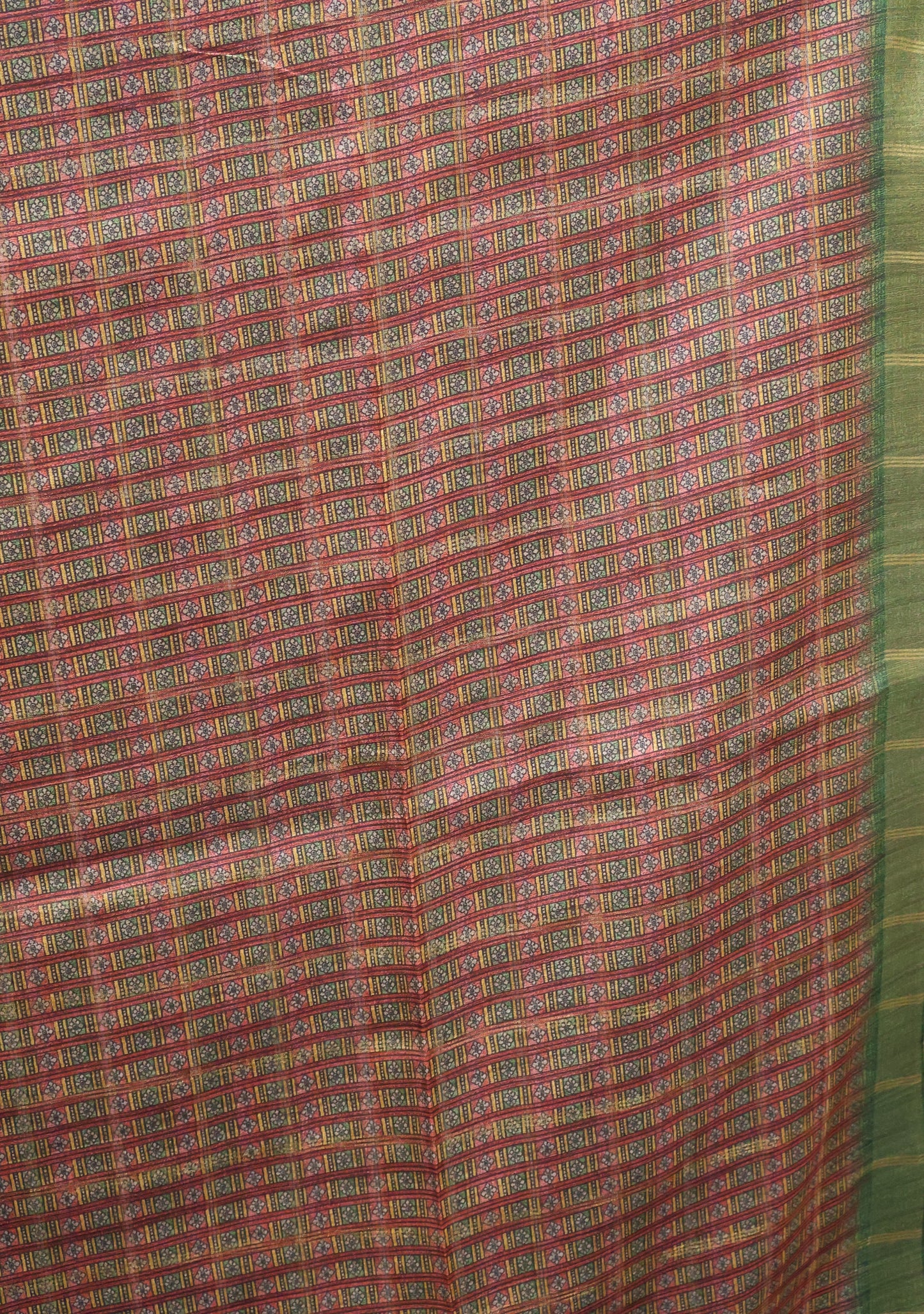 Art Tussar Saree -Green Krish Kattam Zari