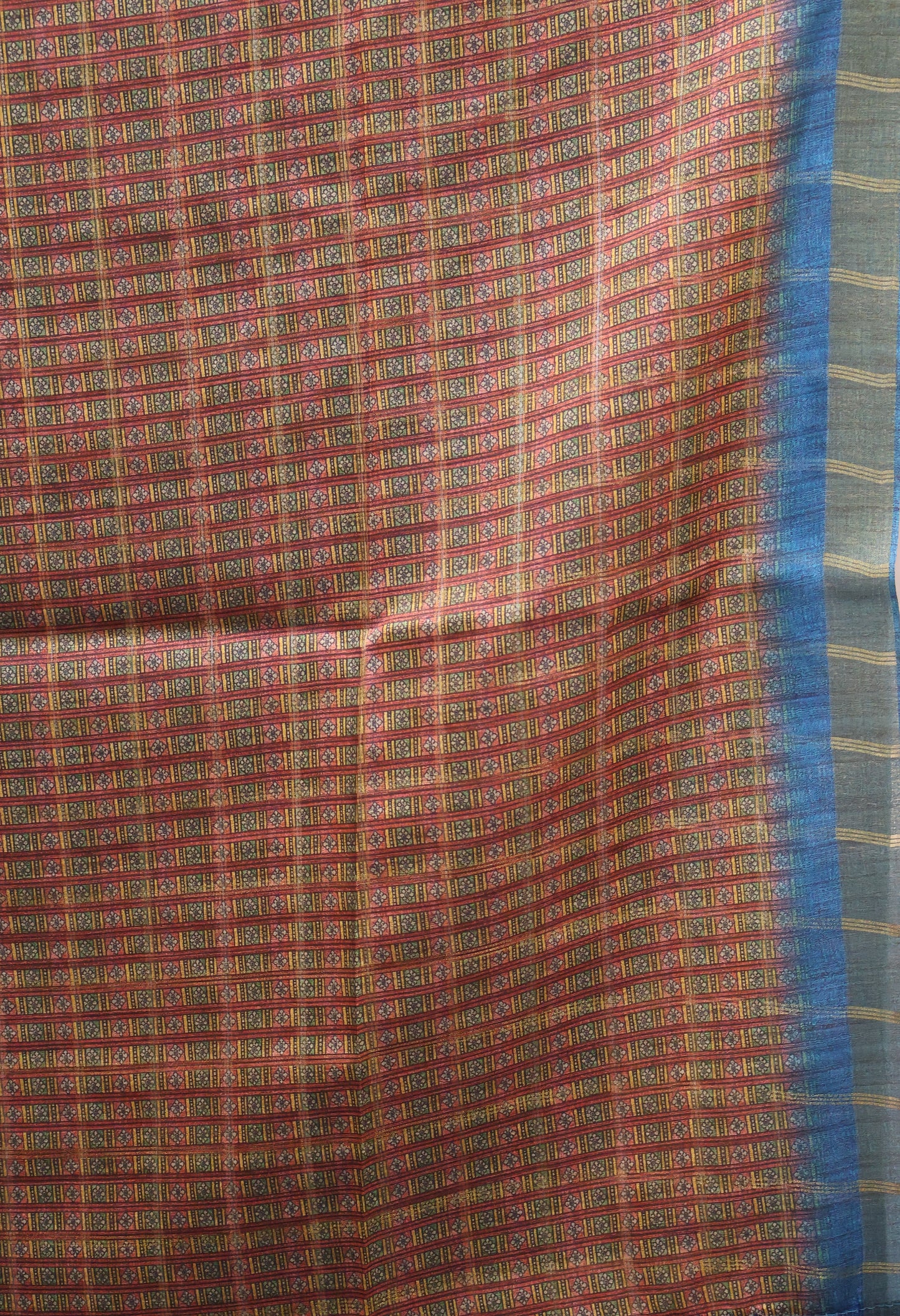 Art Tussar Saree -Blue Krish Kattam Zari