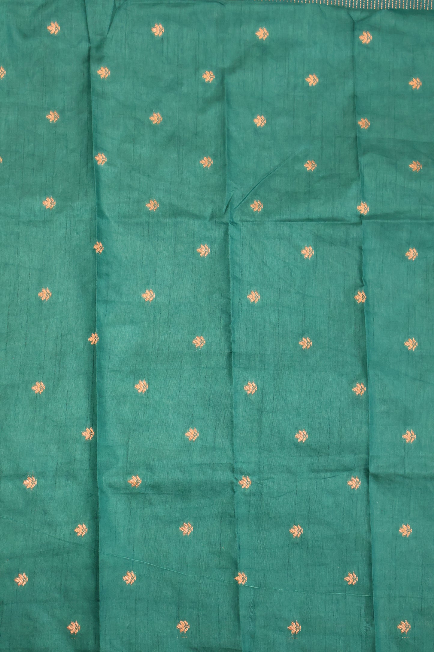 Semi Tussar Saree -Peacock Green Elephant Zari