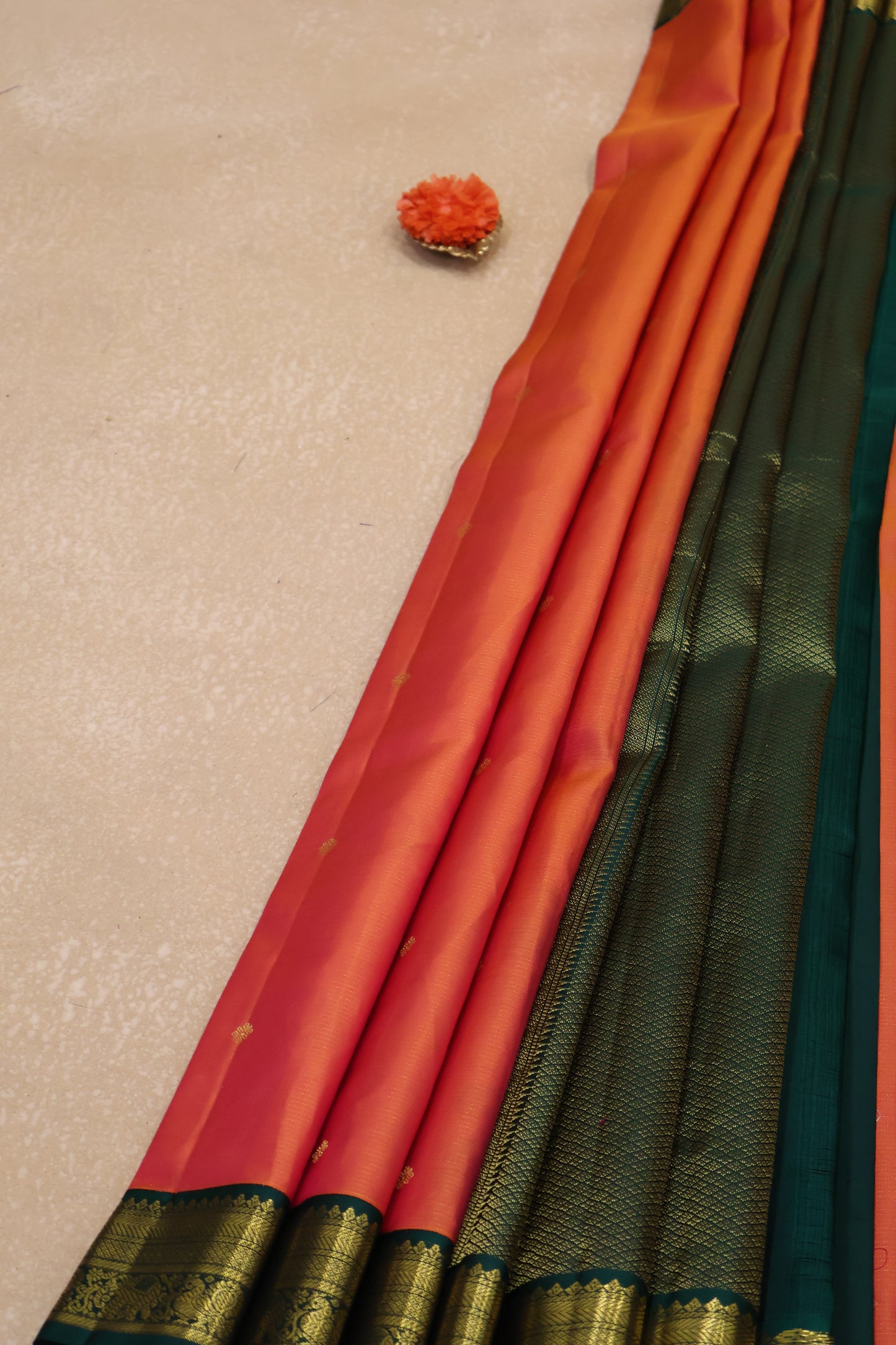 Akshayam-Pure Kanjivaram Saree Korvai Border-Peachish Pink