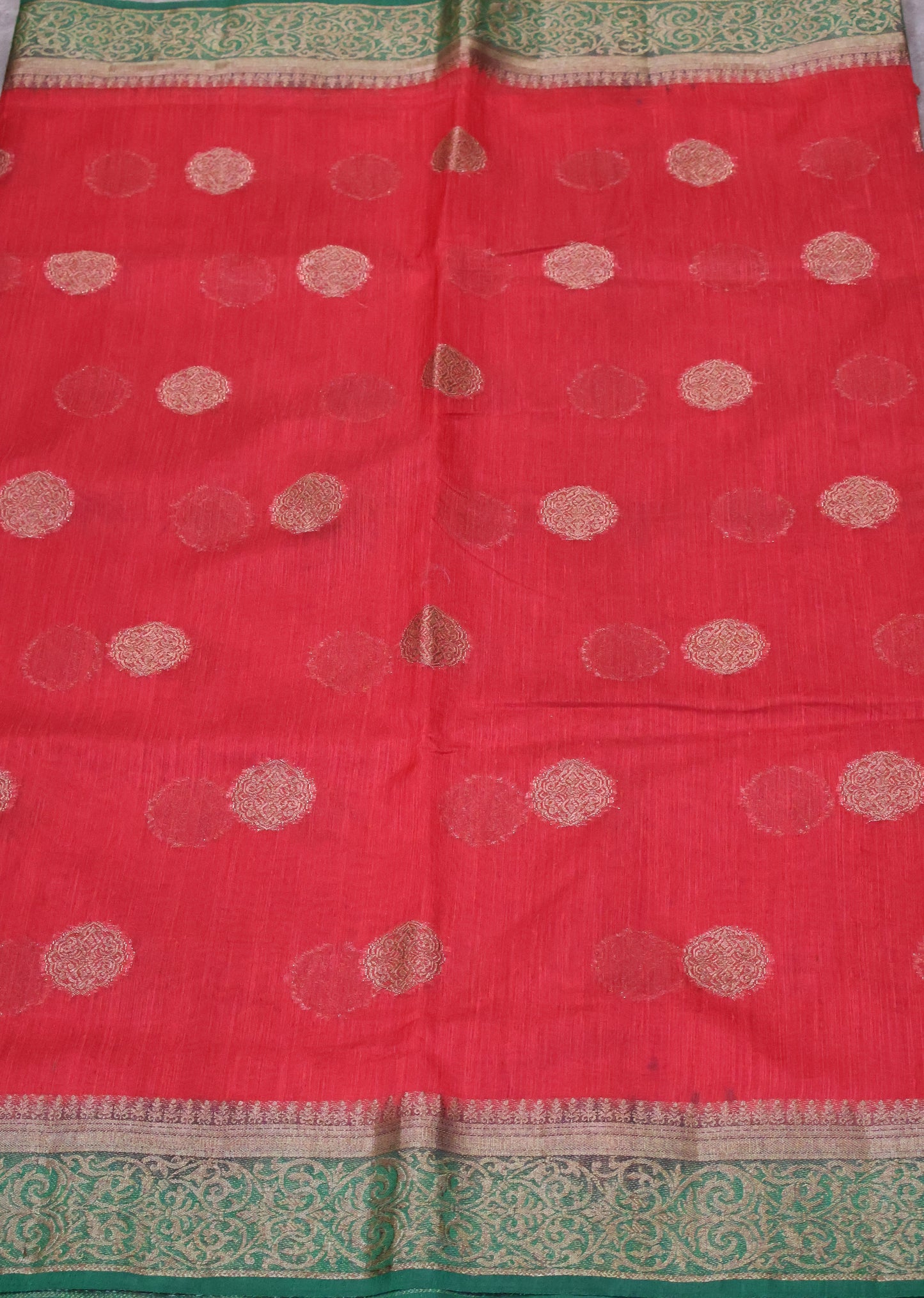 Bamboo Silk Saree-red green