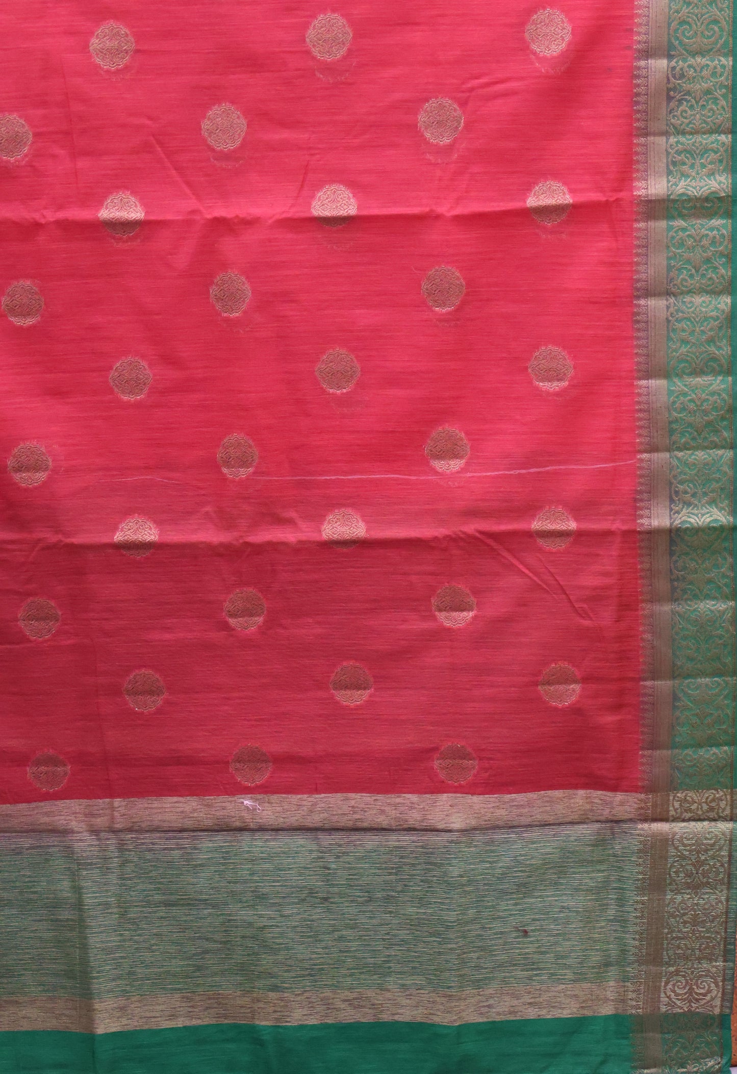 Bamboo Silk Saree-red green