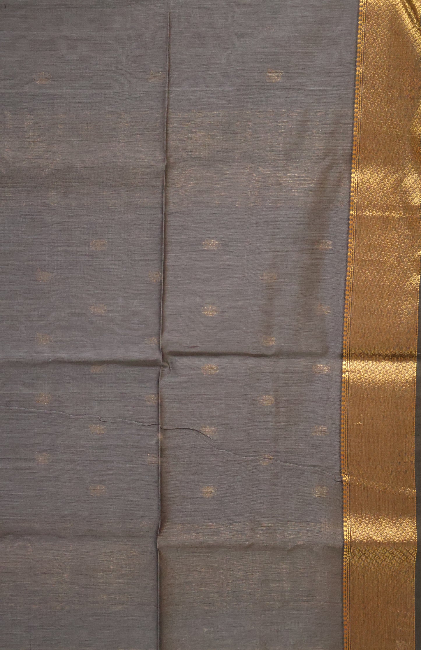 Pure Maheswari Silk Cotton saree-Elephant Grey Zari Checks