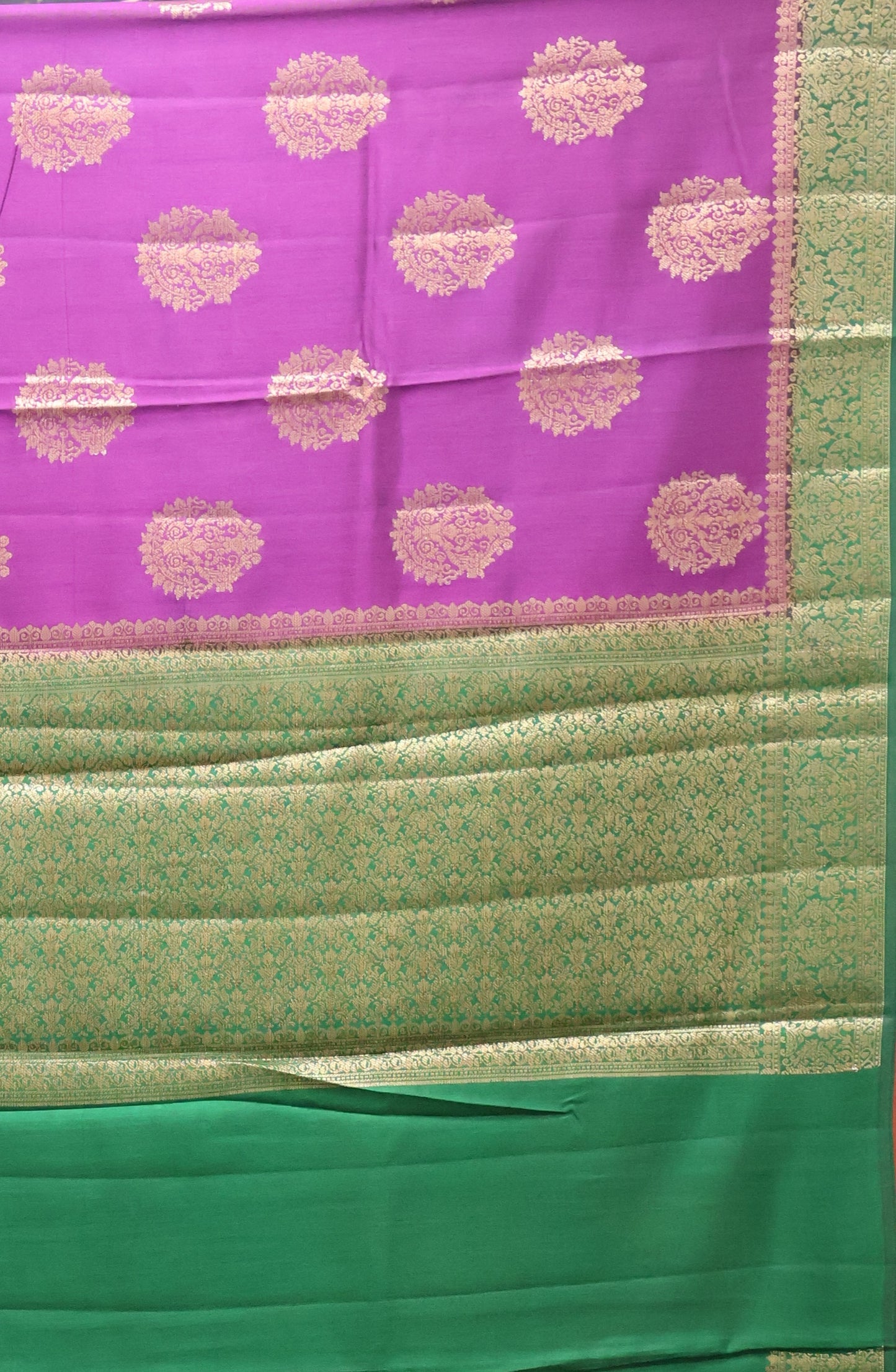 Pure Banarasi Saree Chiniya Silk with Contrast Pallu-Purple