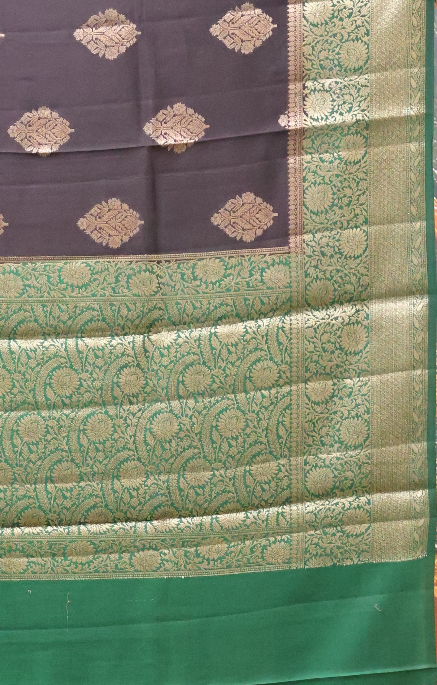 Pure Banarasi Saree Chiniya Silk with Contrast Pallu-Black