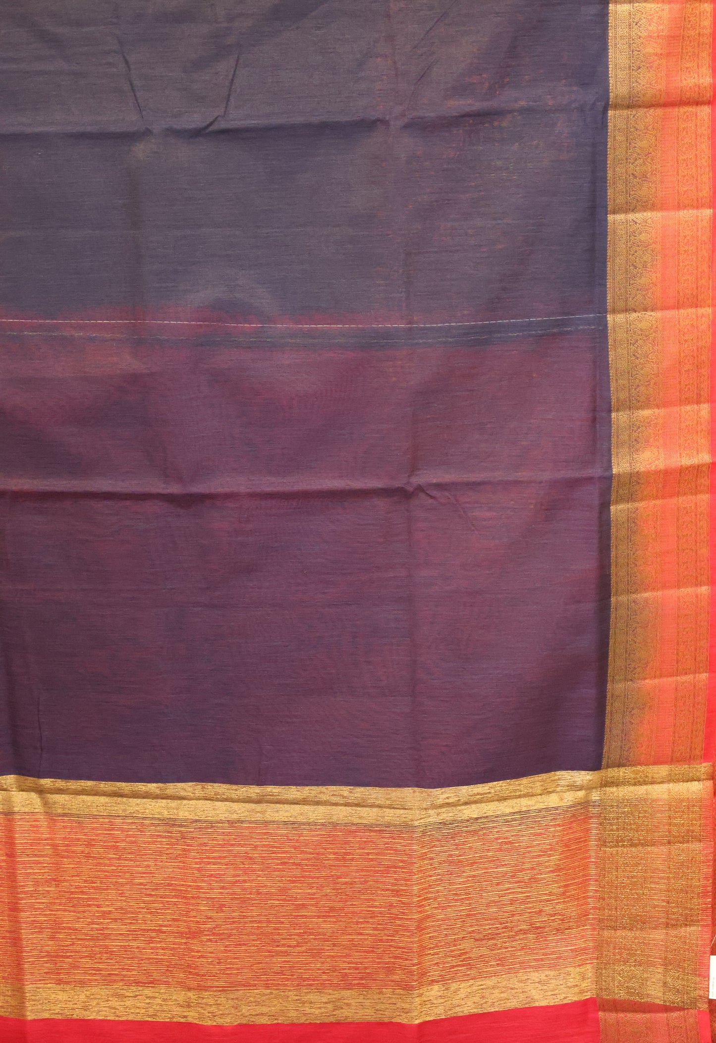 Bamboo Silk Saree- Navy Blue-Maroon