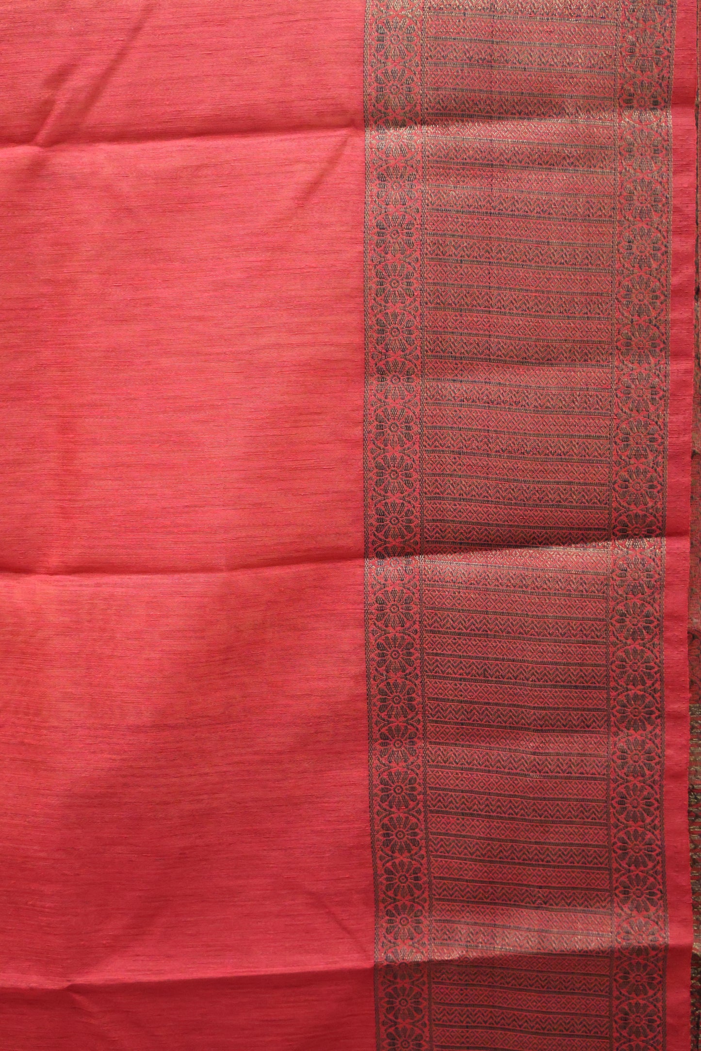 Bamboo Silk Saree-Sandal-Red