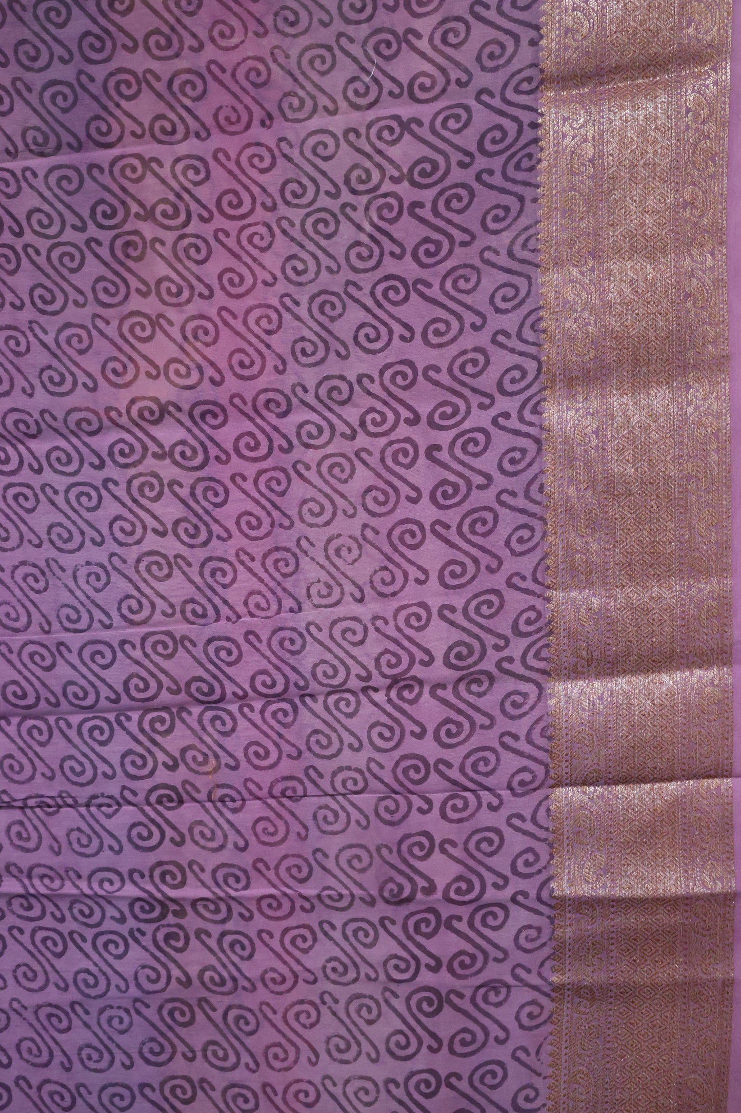 Chanderi Silk Cotton Saree-Navy blue-Lavender