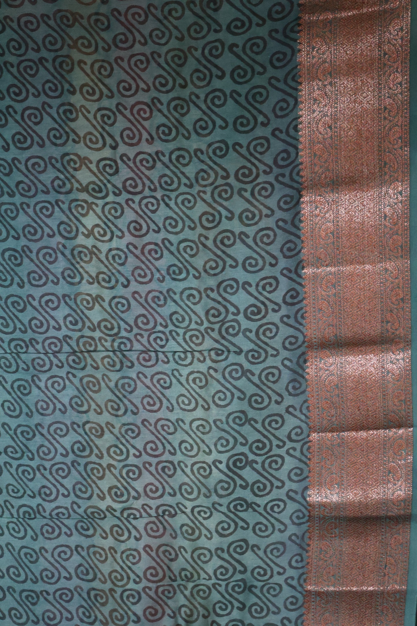 Chanderi Silk Cotton Saree-Navy blue-Peacock Green