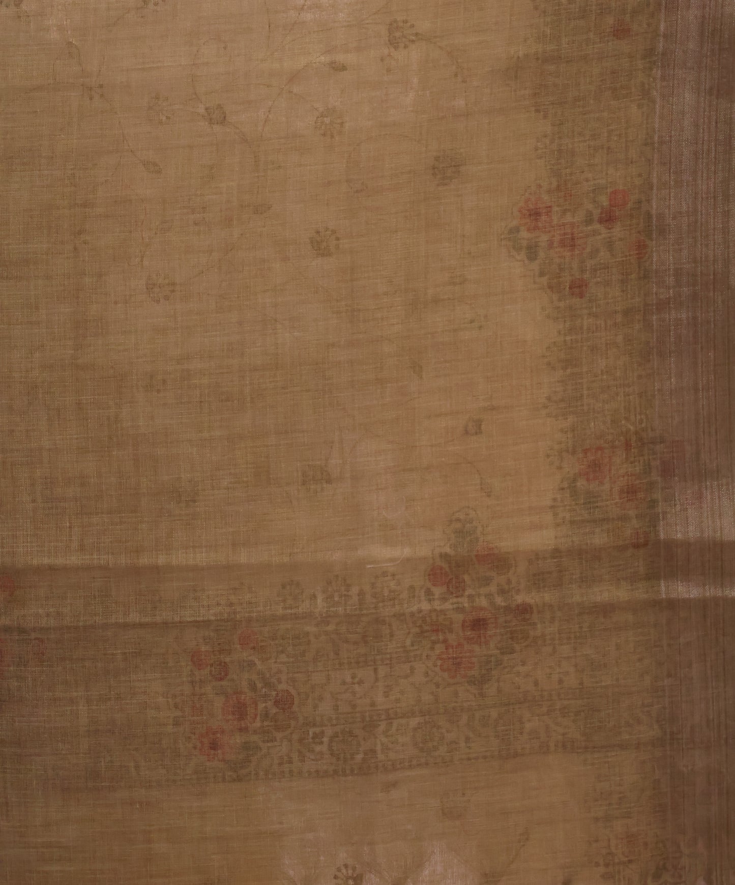 Tissue Linen Saree -Lite Khaki