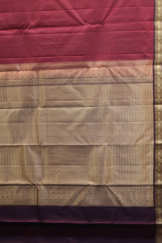 Pure Kanjivaram Silk Saree -Maroon Mini Checks