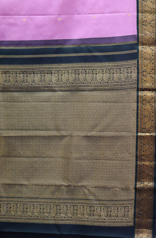 Pure Kanjivaram Silk Saree -Onion Pink With Green