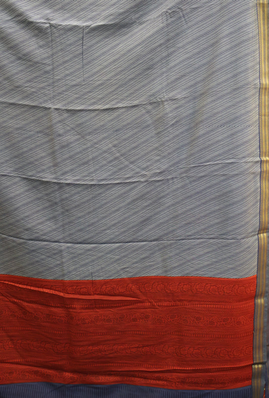Viscose Saree-Blue Line Pattern