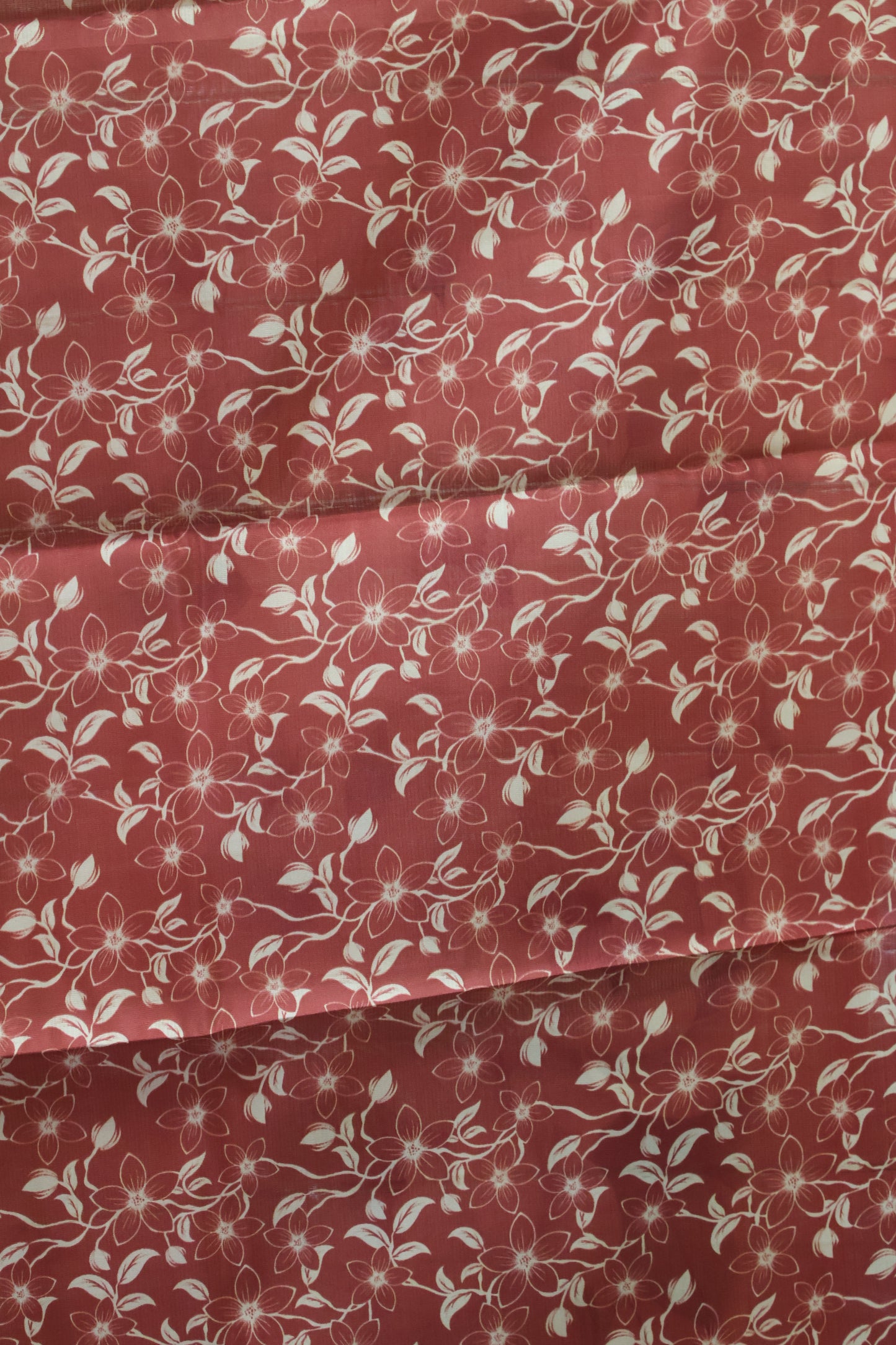 Tussar Silk Saree-Muted Maroon Digital Floral Print