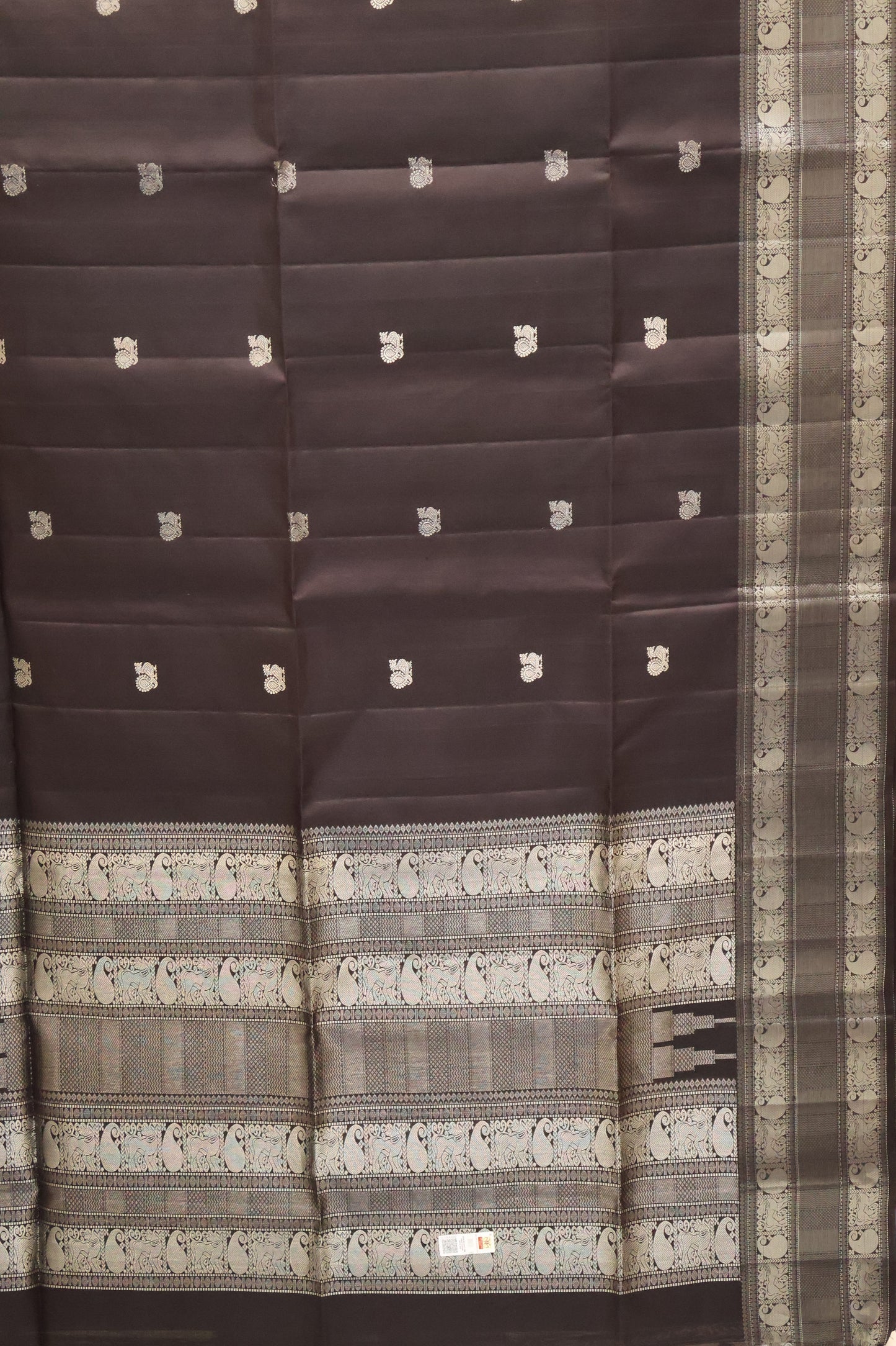 Pure Soft Silk Saree - brown peacock