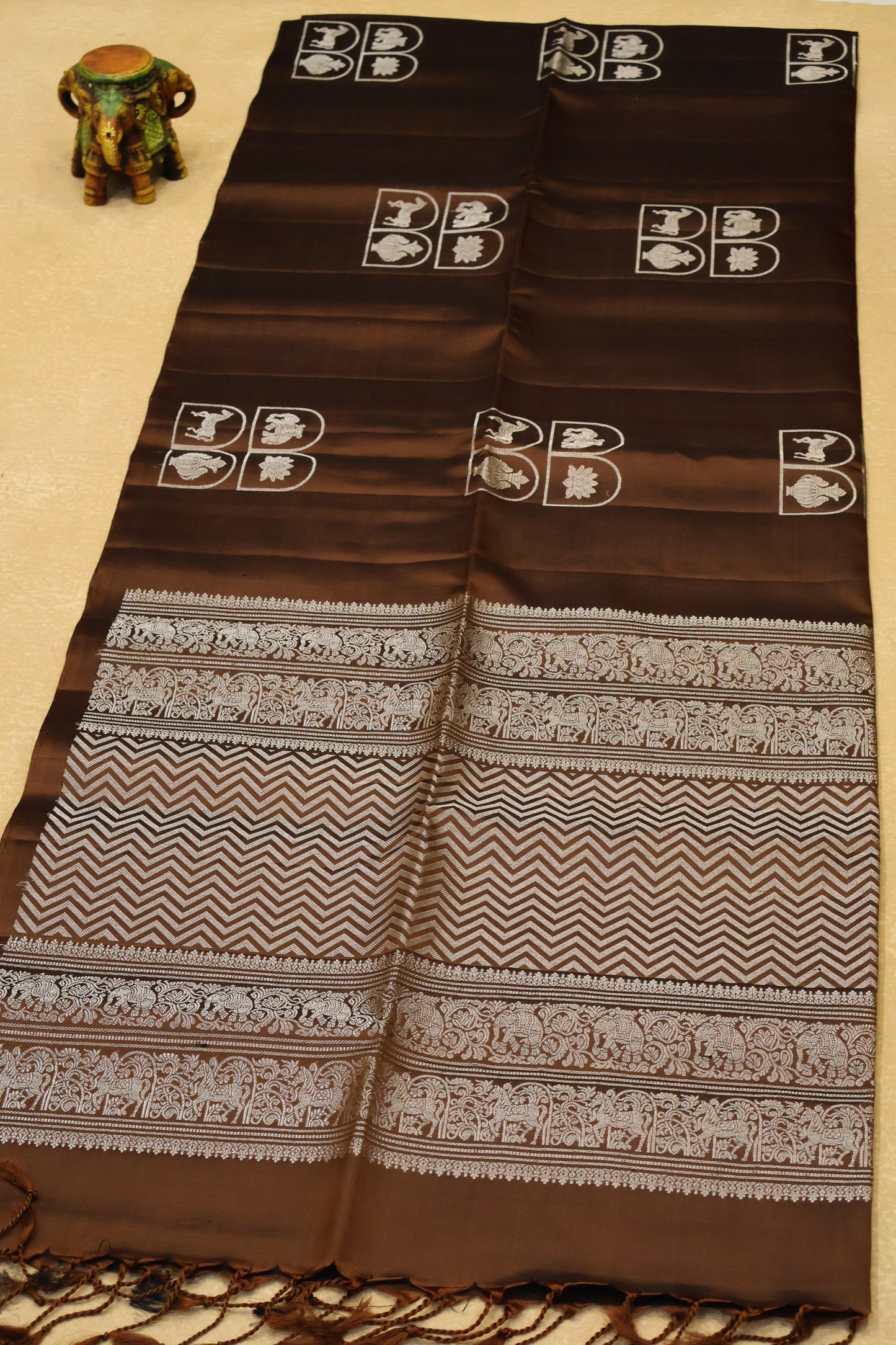 Pure Soft Silk Saree - brown Horse