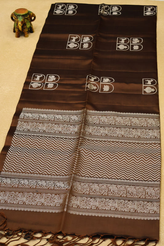 Pure Soft Silk Saree - brown Horse