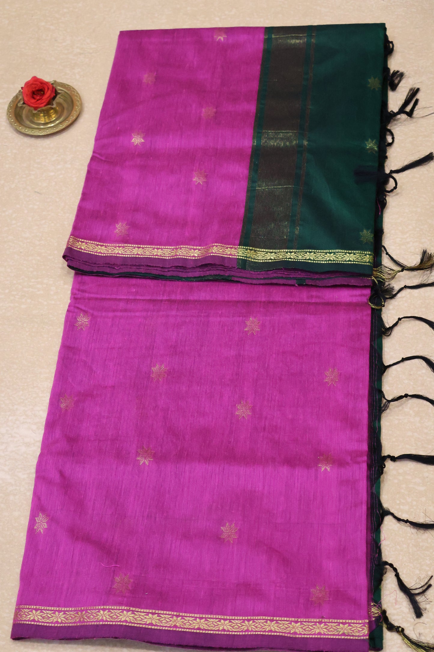 Maheswari Cotton Saree - Star Buta Pink