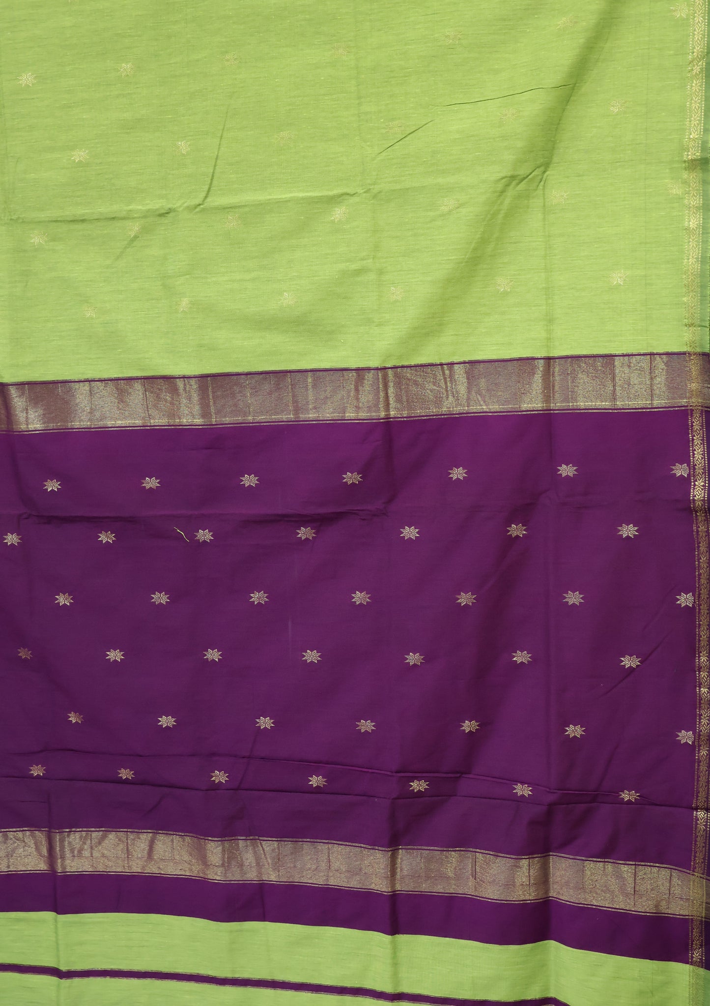 Maheswari Cotton Saree -Green Purple