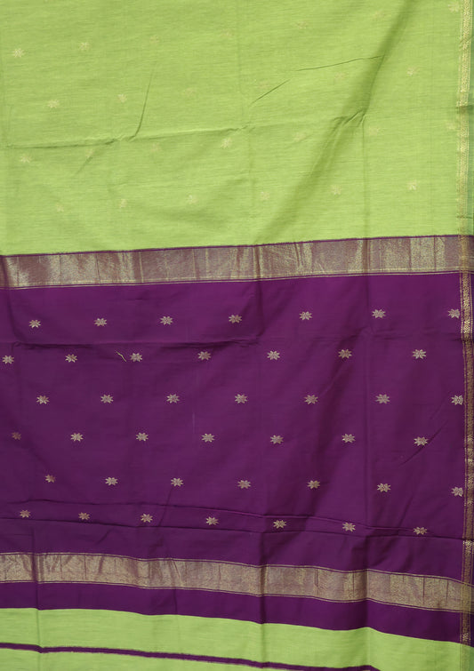 Maheswari Cotton Saree -Green Purple