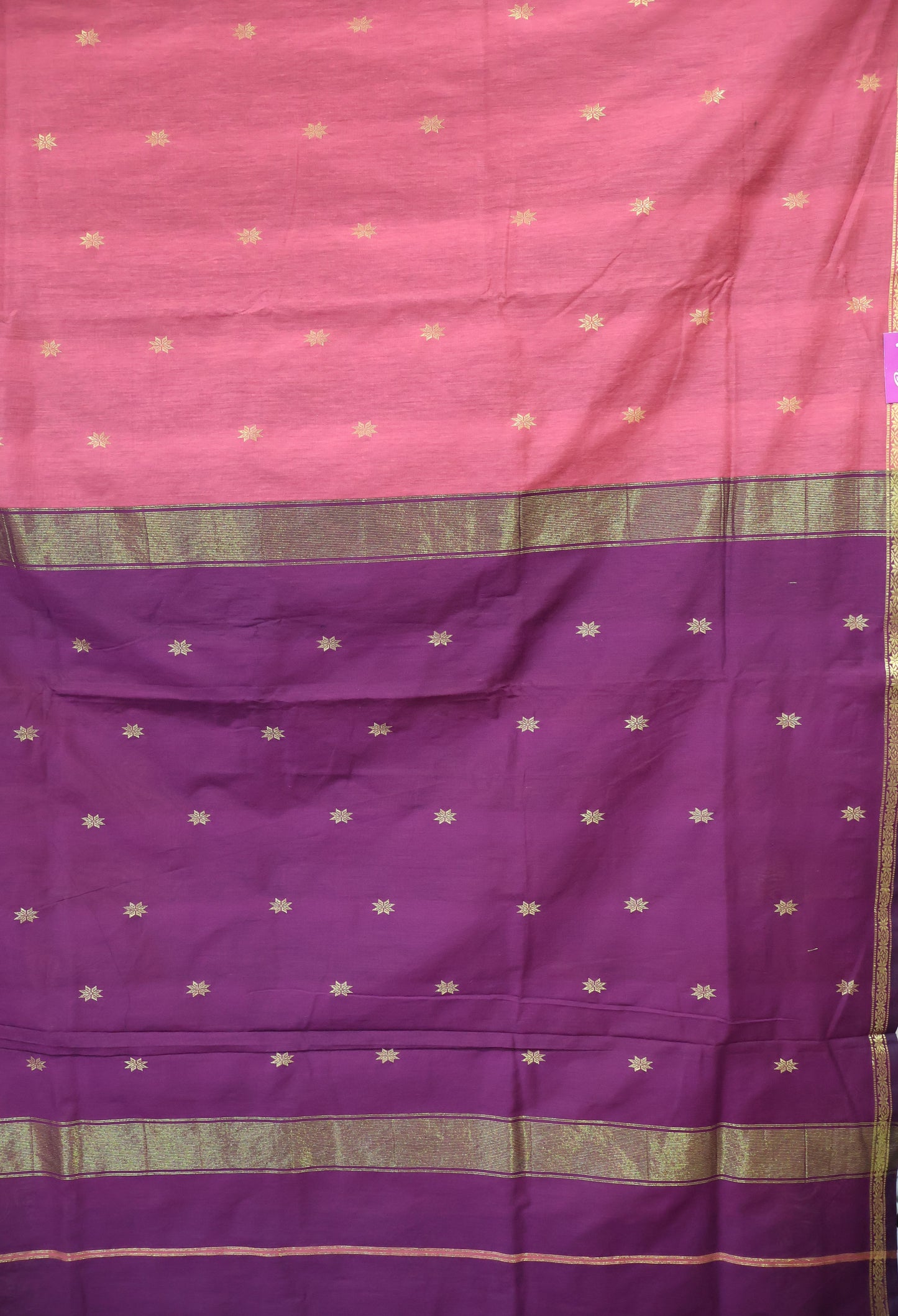 Maheswari Cotton Saree - Star Dark Pink