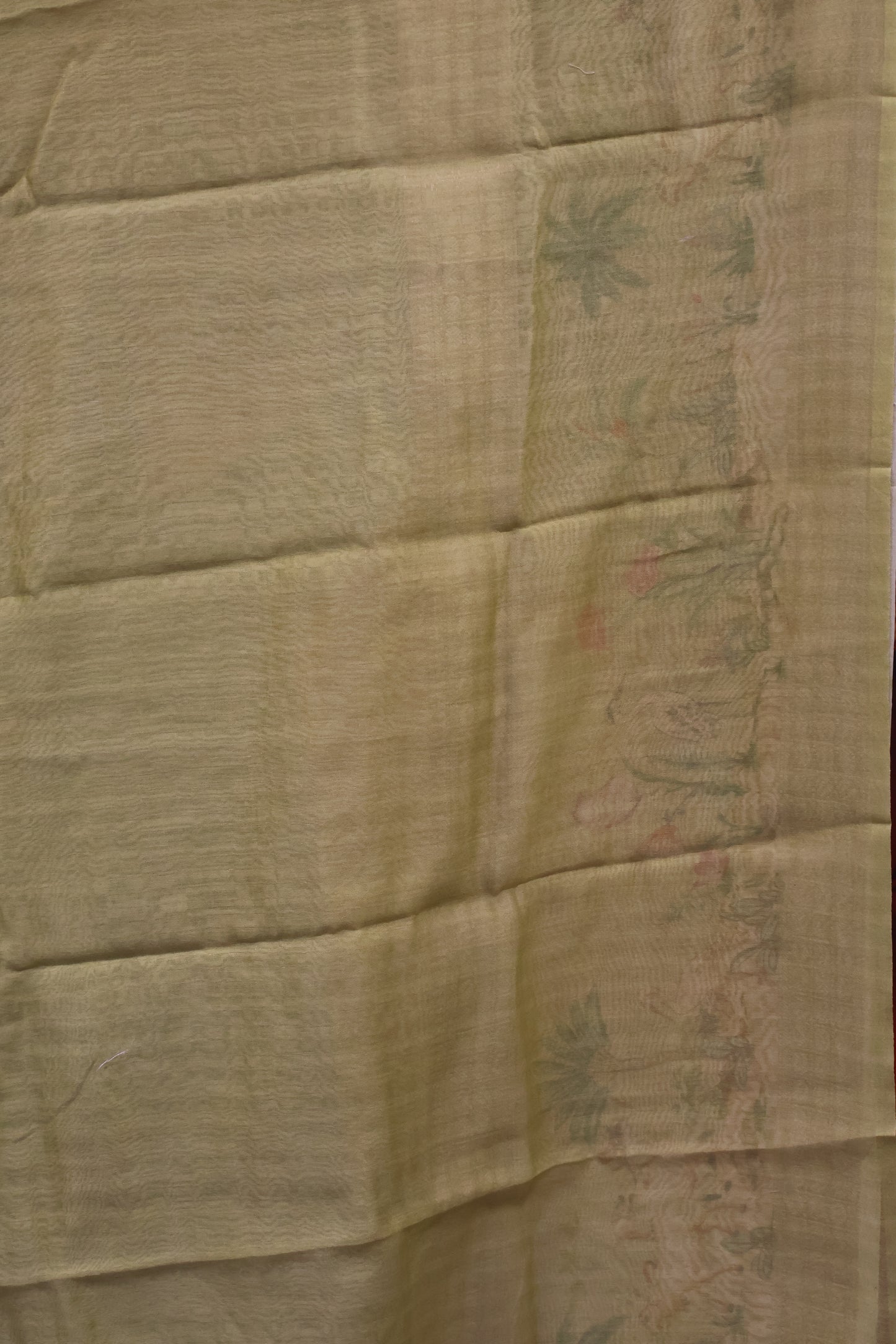Chanderi Saree Pichwai Print -Lemon Yellow