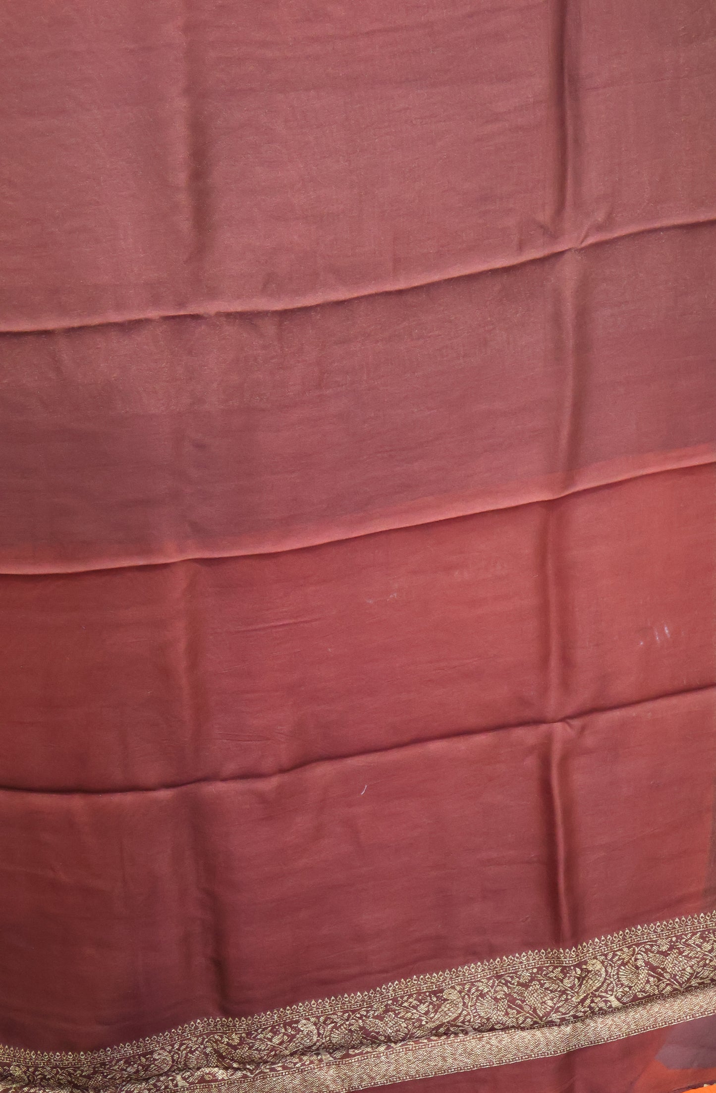 Banarasi Tussar Saree-Orange Sparrow Zari