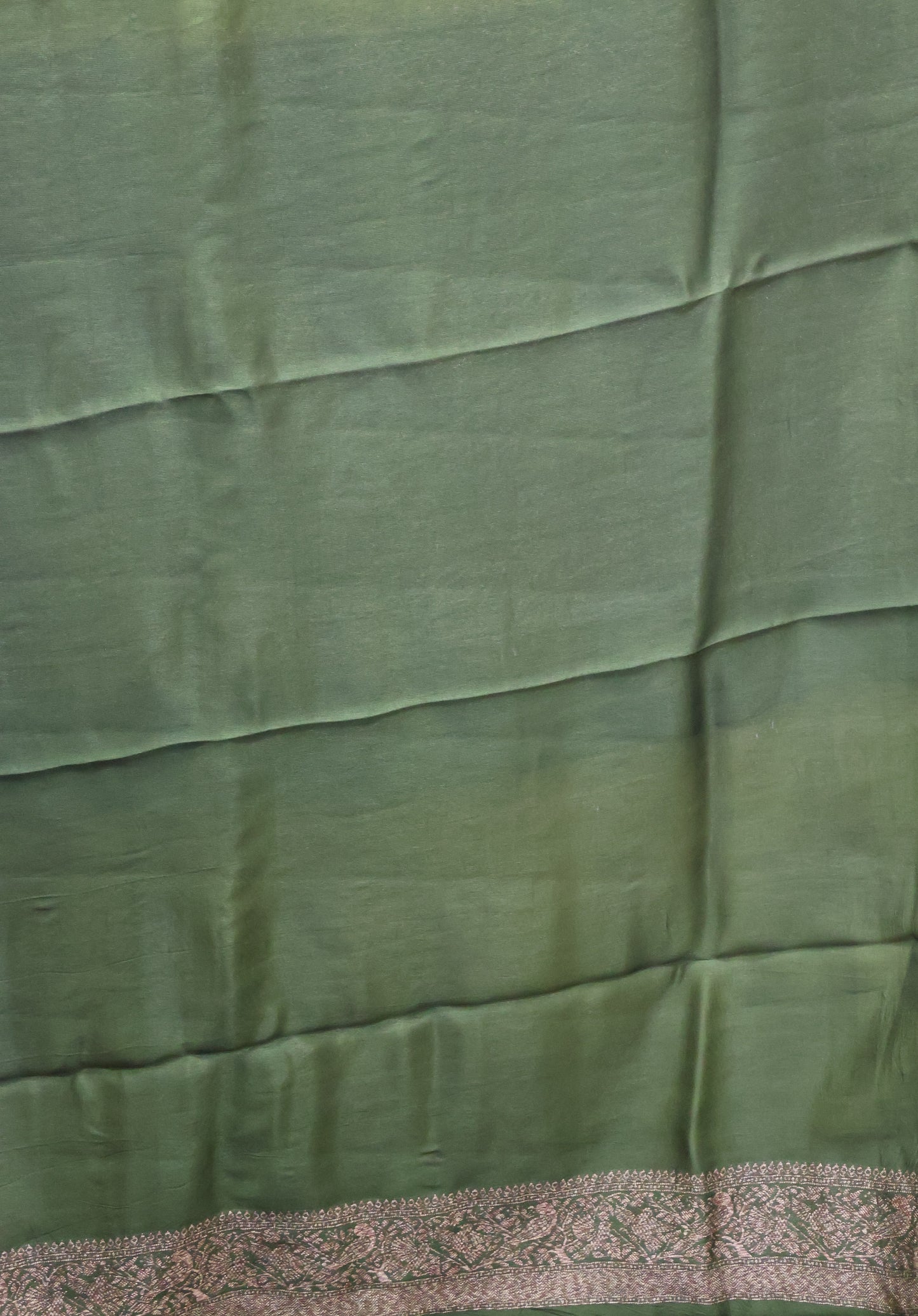 Banarasi Tussar Saree-Mehandhi Green Sparrow Zari