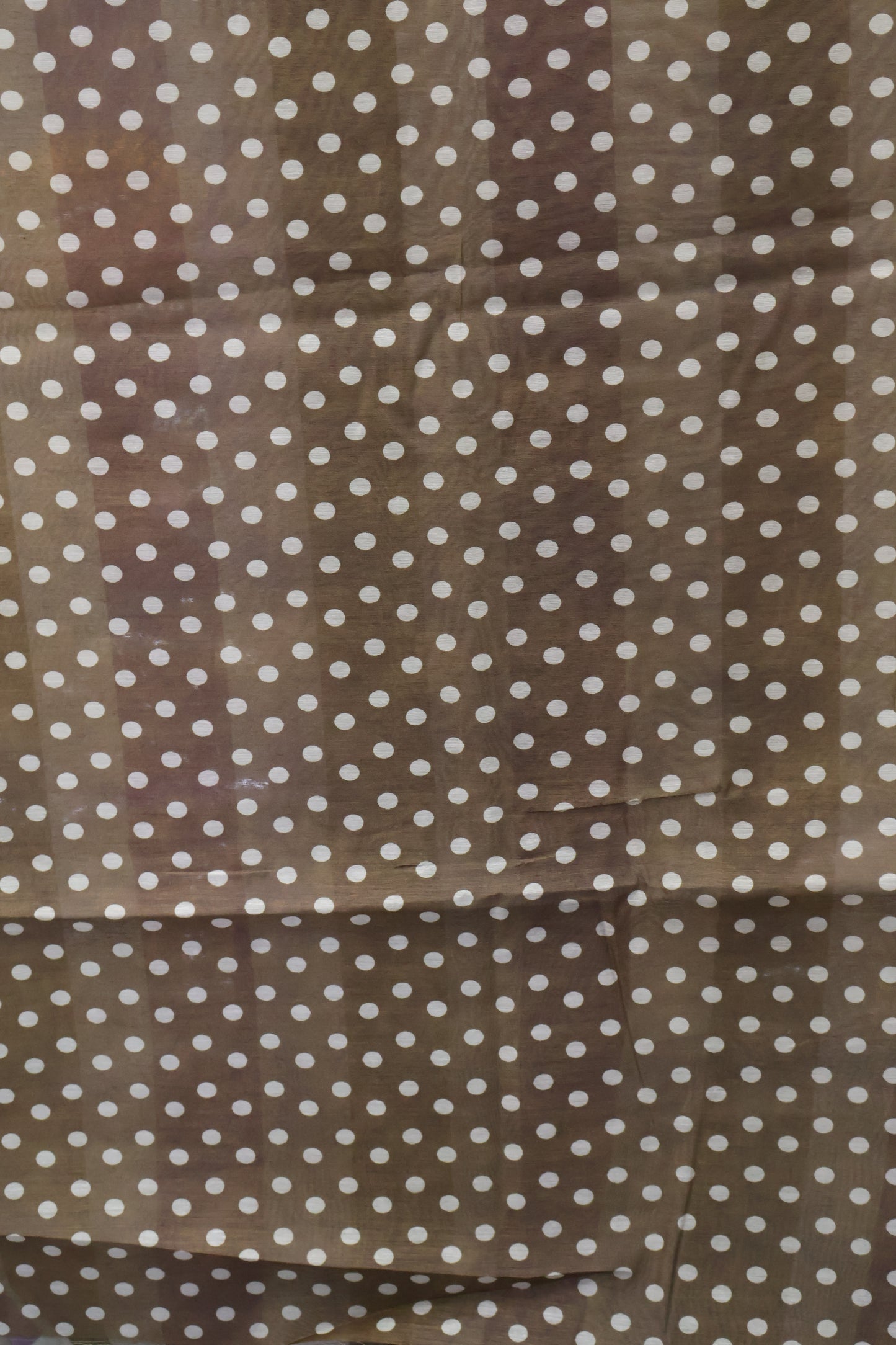 Semi Chanderi Saree-Khaki Vertical Pattern