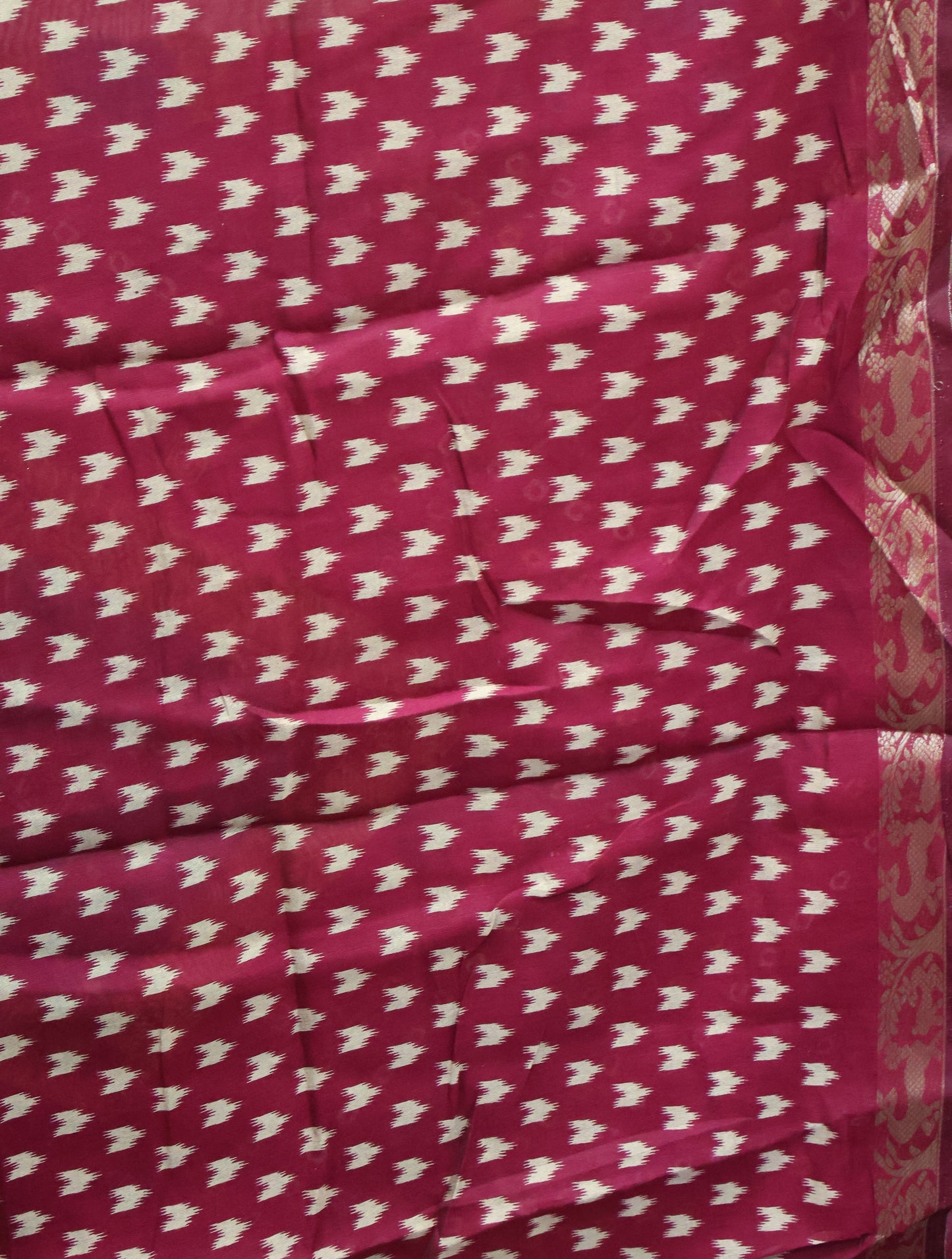 Malai Cotton Saree-Wine Bandhani Deer Pattern