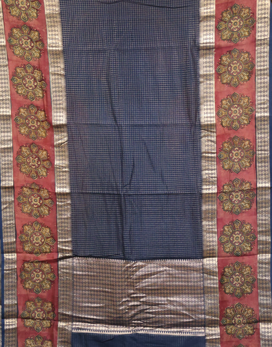 Pure Chanderi -Peacock Blue