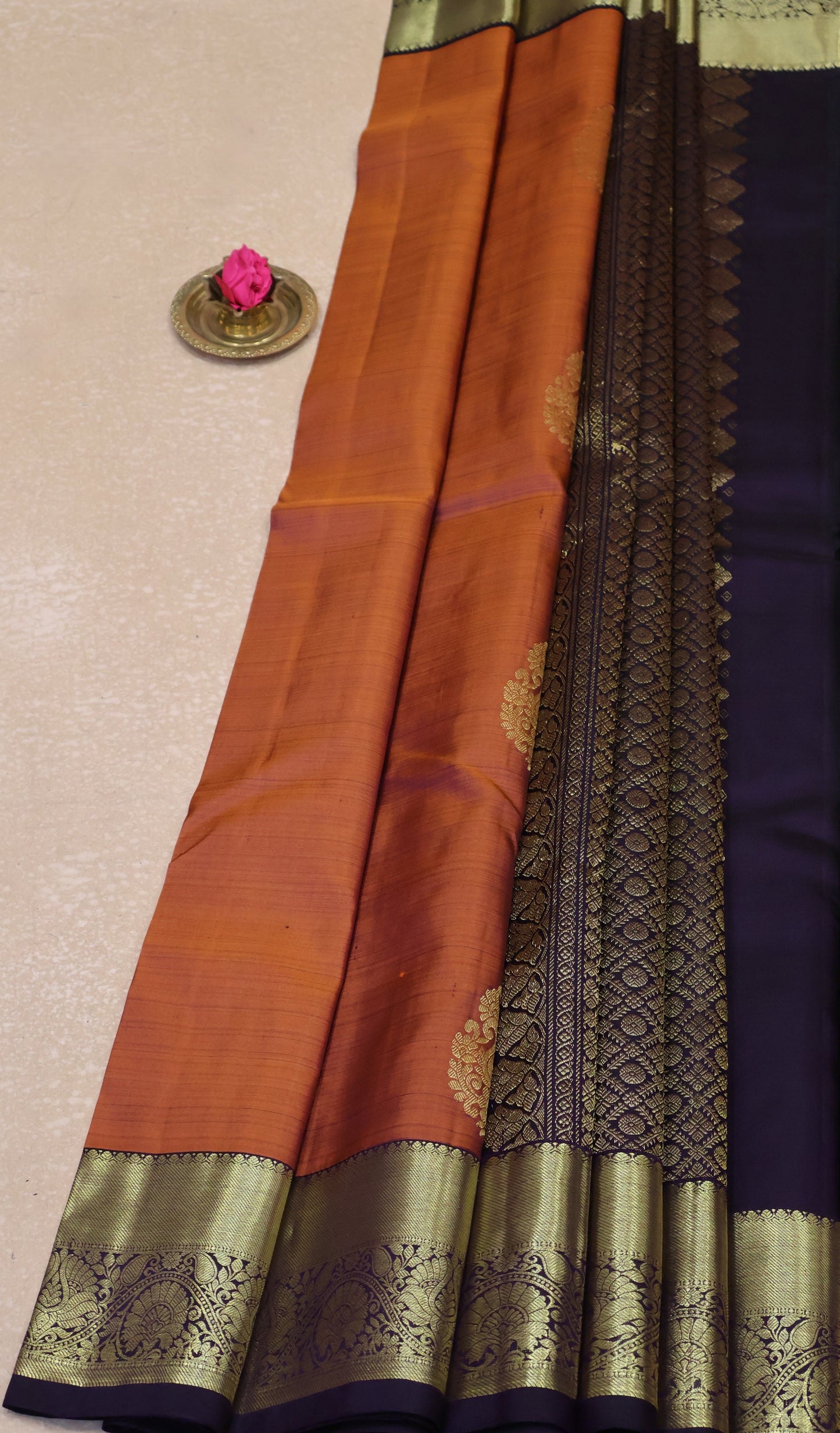 Akshayam-Pure Kanjivaram Saree Korvai Border-Honey-Maroon