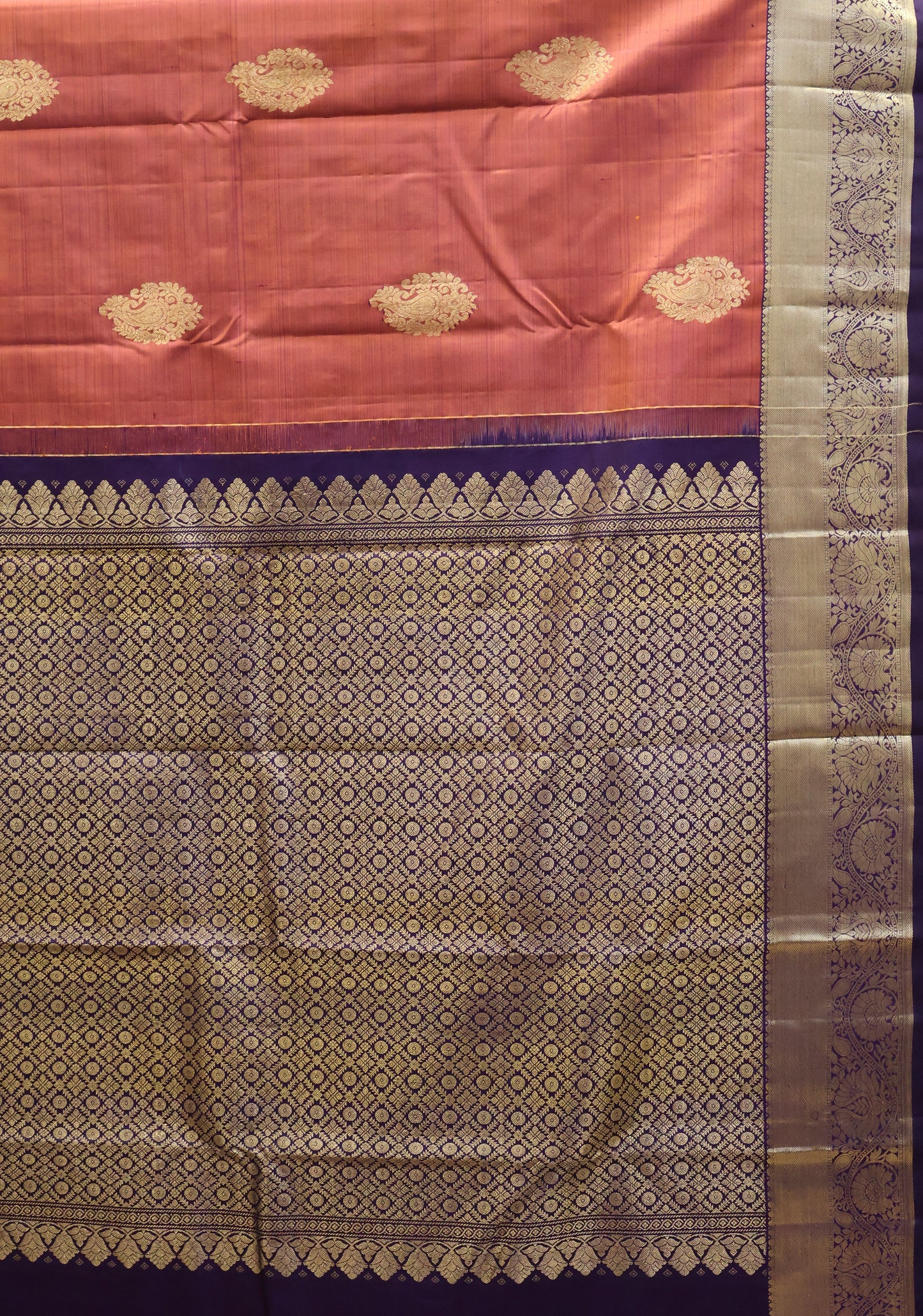 Akshayam-Pure Kanjivaram Saree Korvai Border-Honey-Maroon